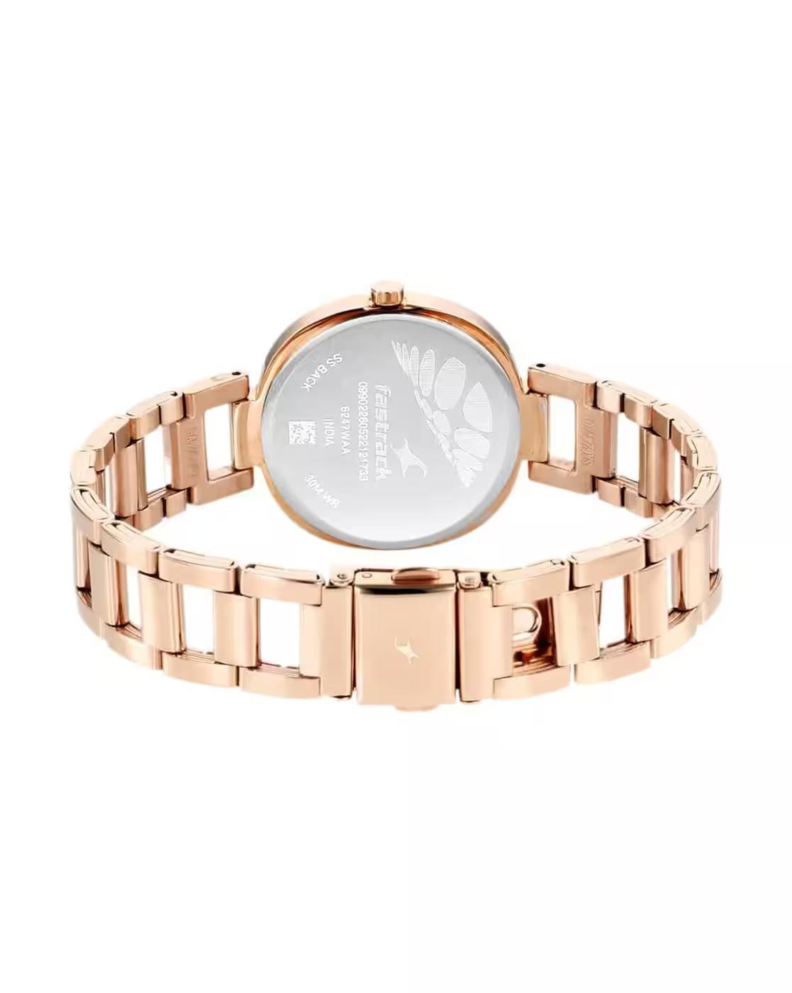 6247WM01 Stunners Golden Dial Stainless Steel Strap Watch