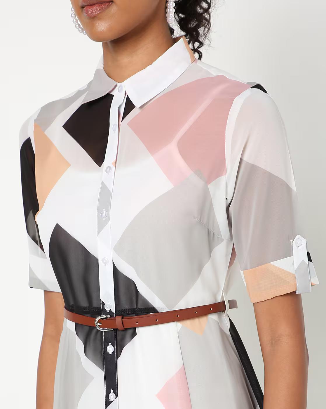 Geometric Print Fit & Flare Dress