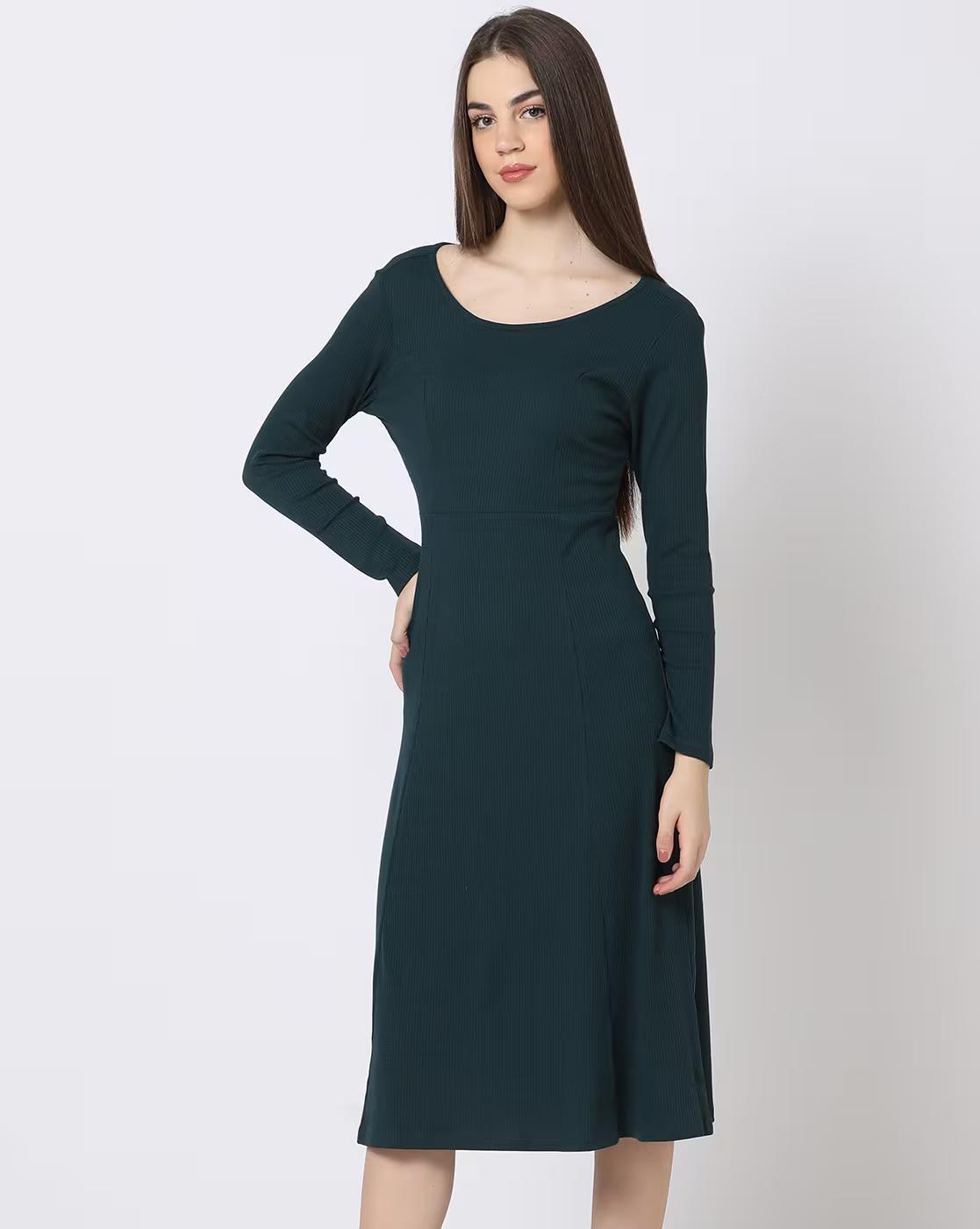 Ribbed Princess-Cut Sheath Dress