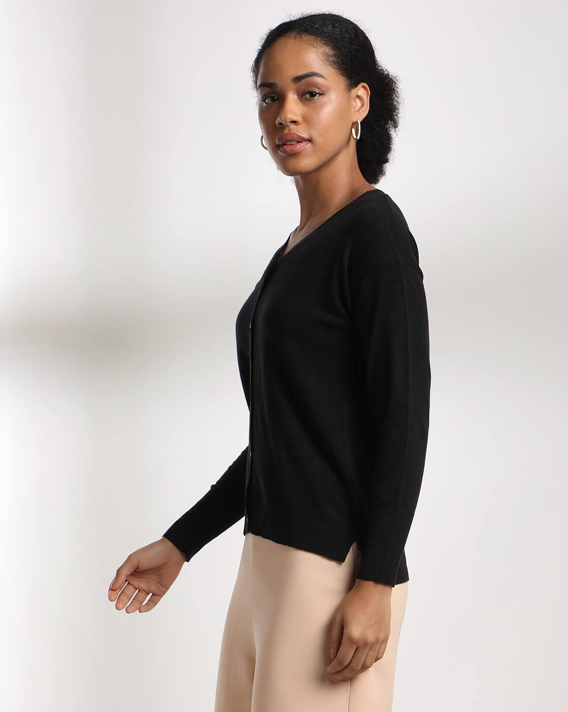 FIG CARDIGANS, JET BLACK, XXL