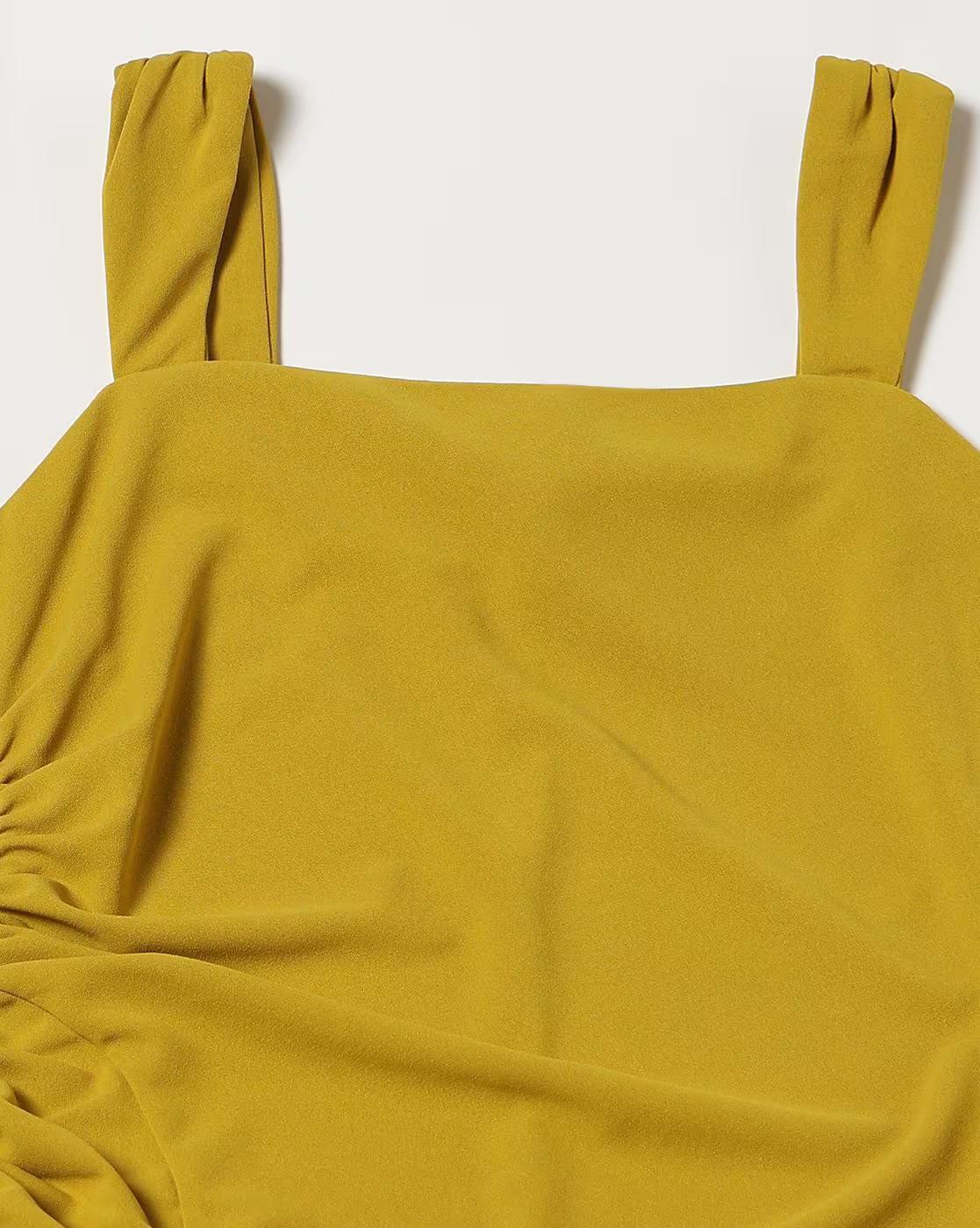 Square Neck Sleeveless Dress, LIME, XS