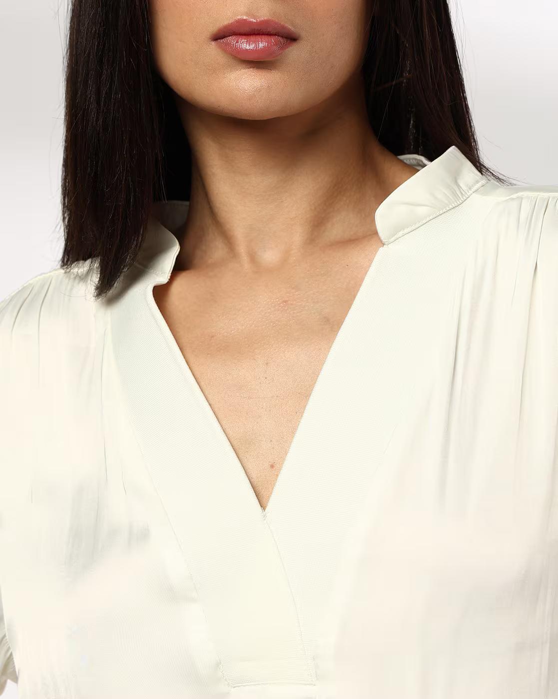 Rib V Neck placket full s, OFF WHITE, XL
