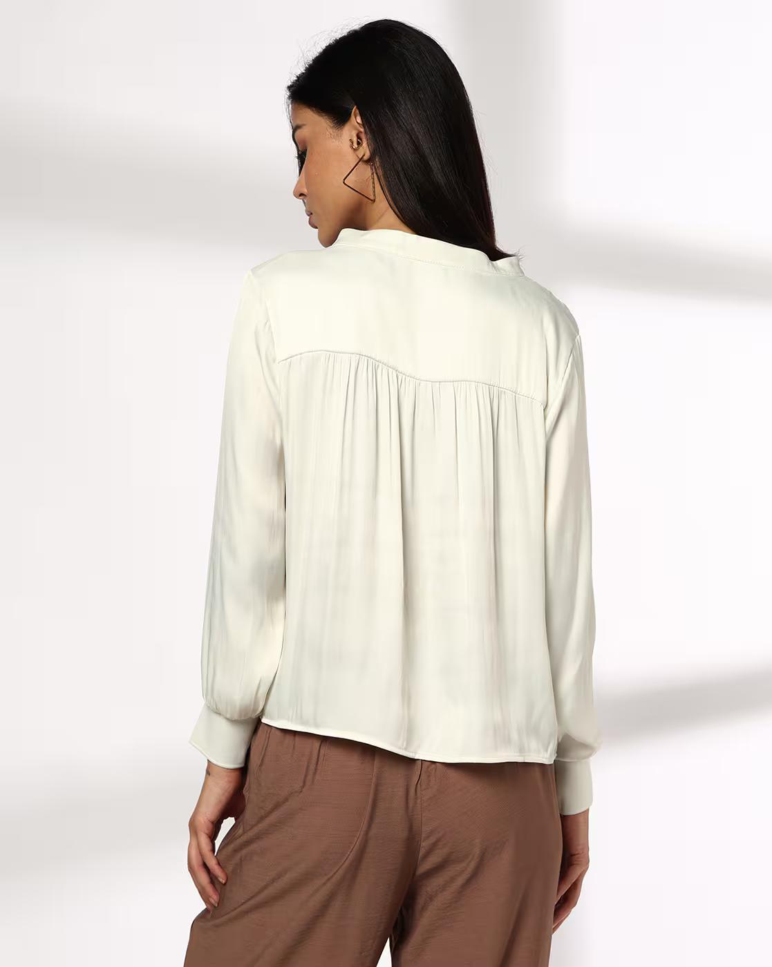 Rib V Neck placket full s, OFF WHITE, XL