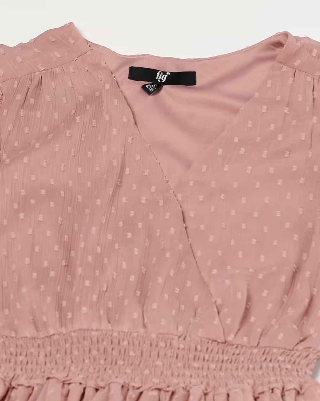 Wrap dress with Smocking detai, PINK