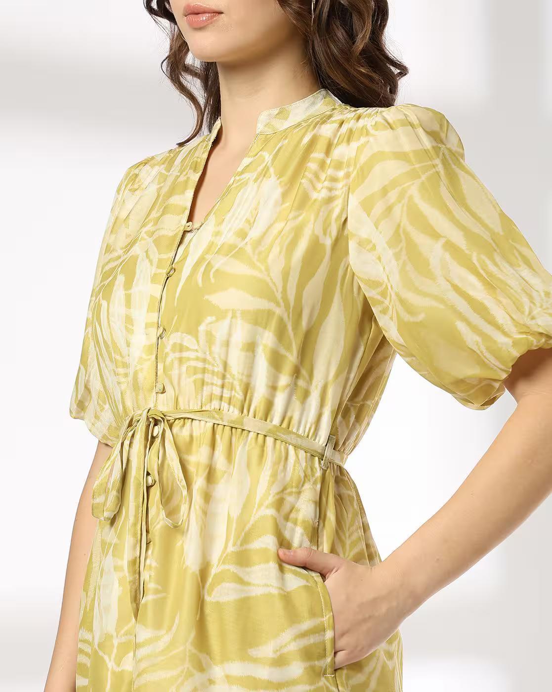 DRESS WITH PUFF SLEEVES AND BUTIME