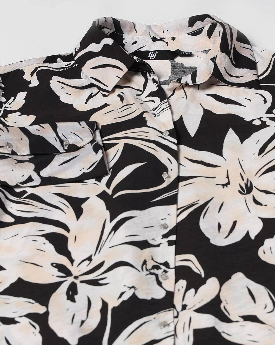 Long cuff aop stencil flo, JET BLACK, XS