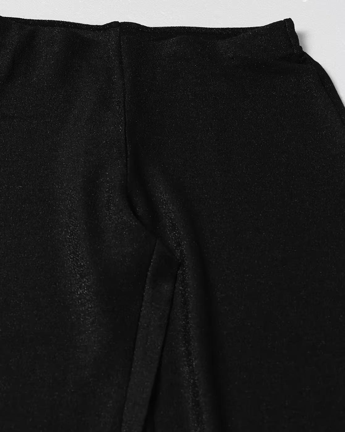SHIMMER KNIT TROUSERS, BLACK, L
