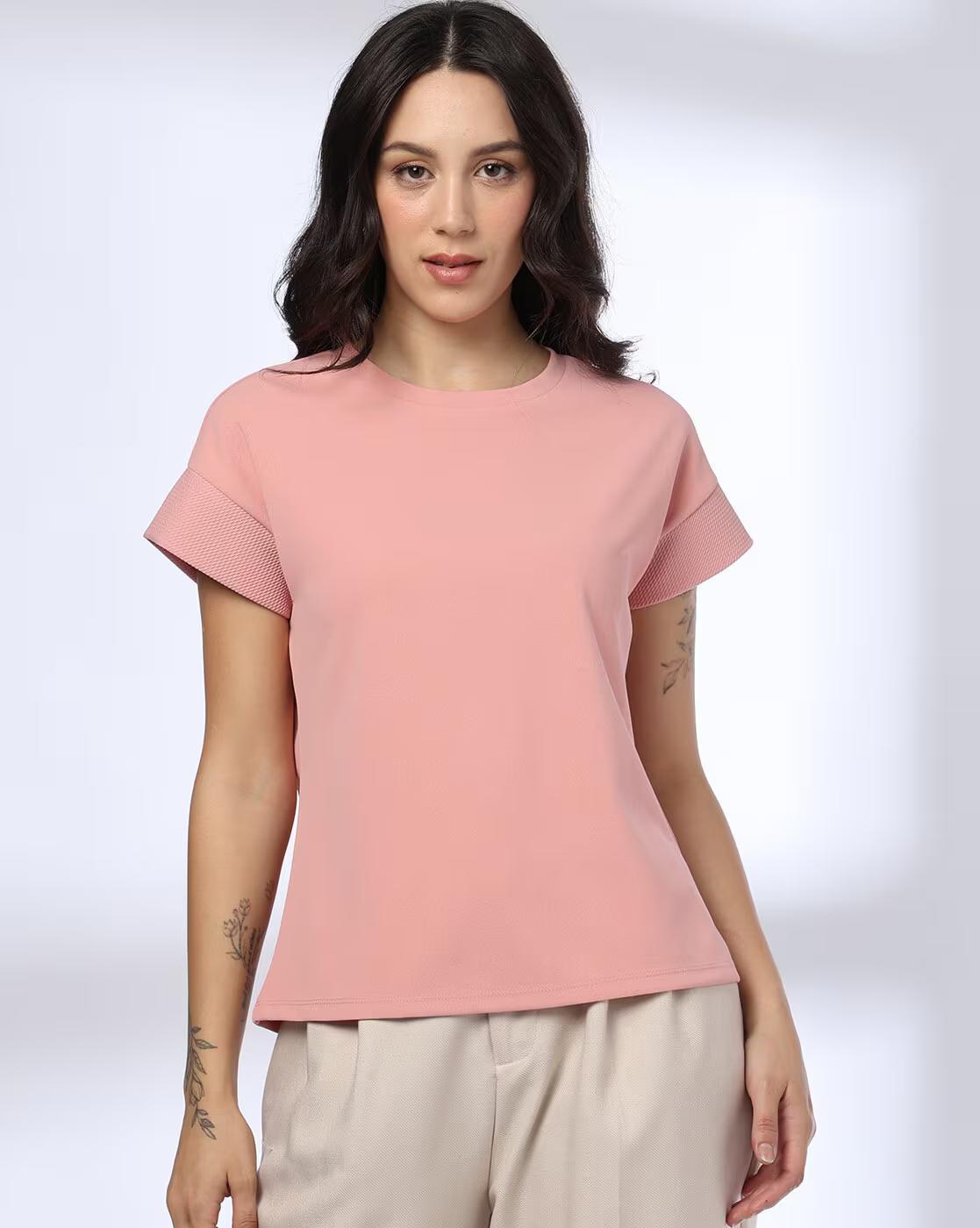 EXTENDED SHOULDER TOP, PEACH, XL