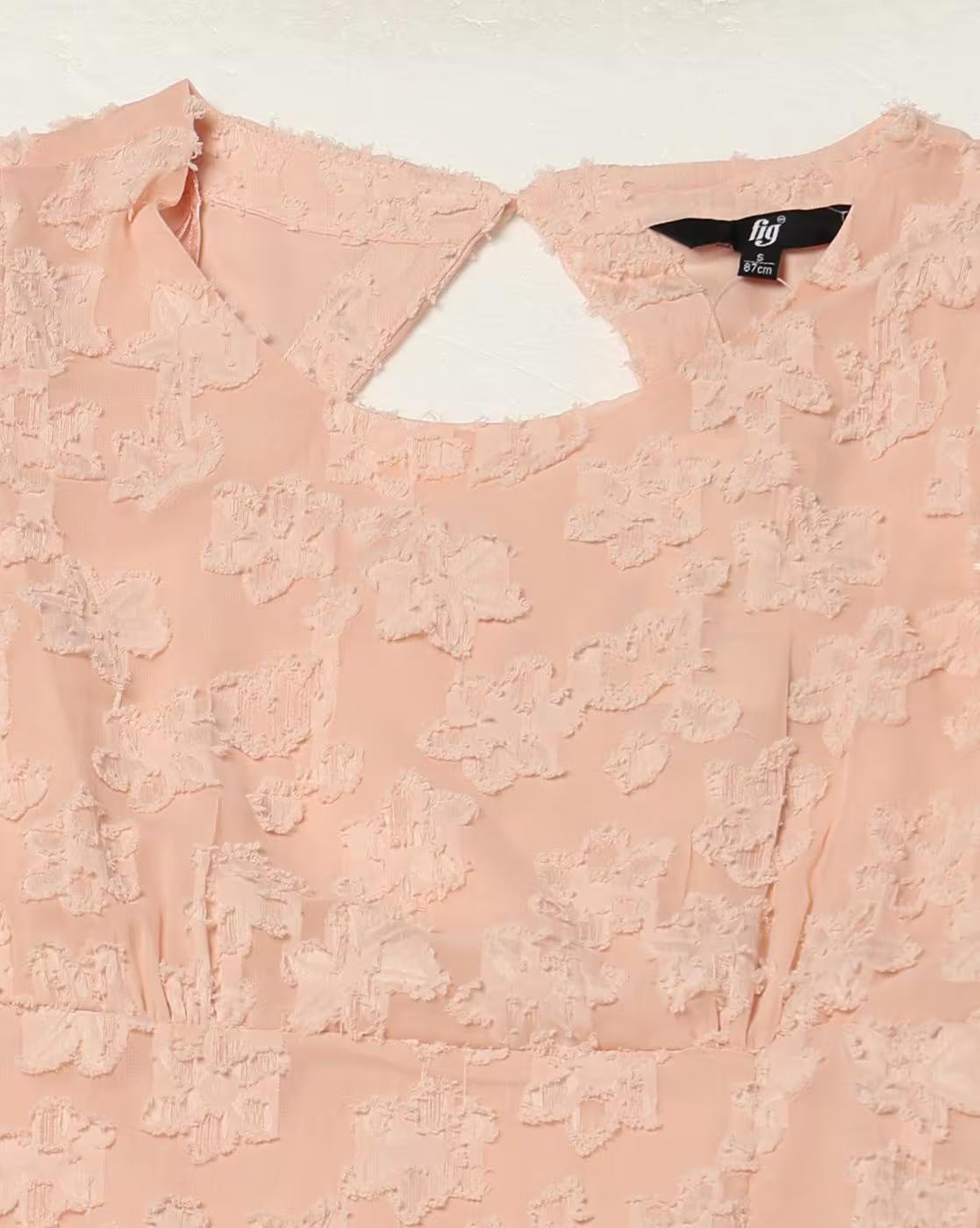 Scoop Neck Poly Jacquard dress, PEACH, S