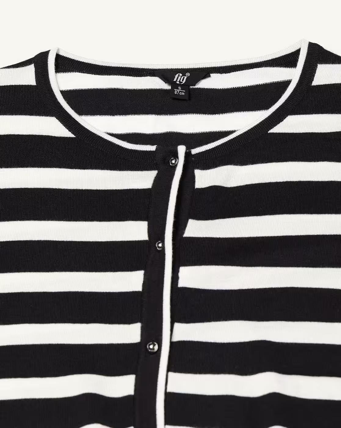 Women Striped Round-Neck Cardigan