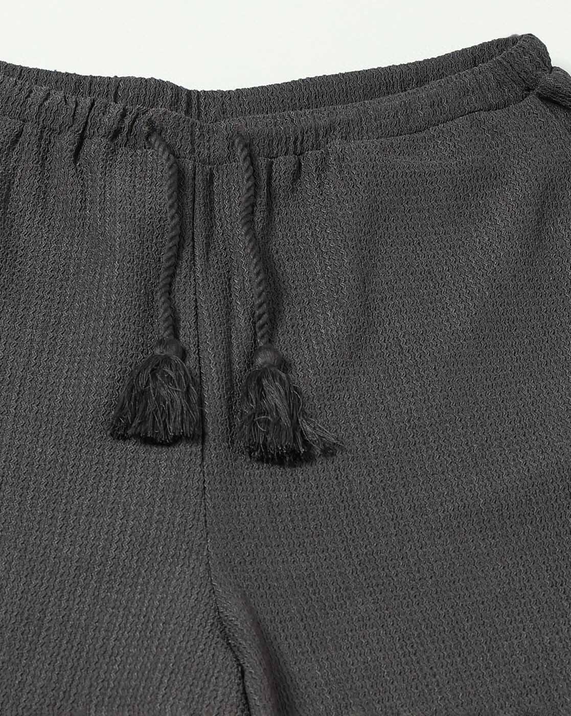 WIDE LEG DRAWSTRING TROUSER, CHARCOAL, S