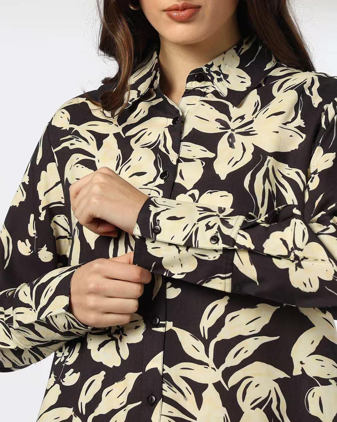 ALL OVER PRINTED FSL SHIRT, BLACK, S