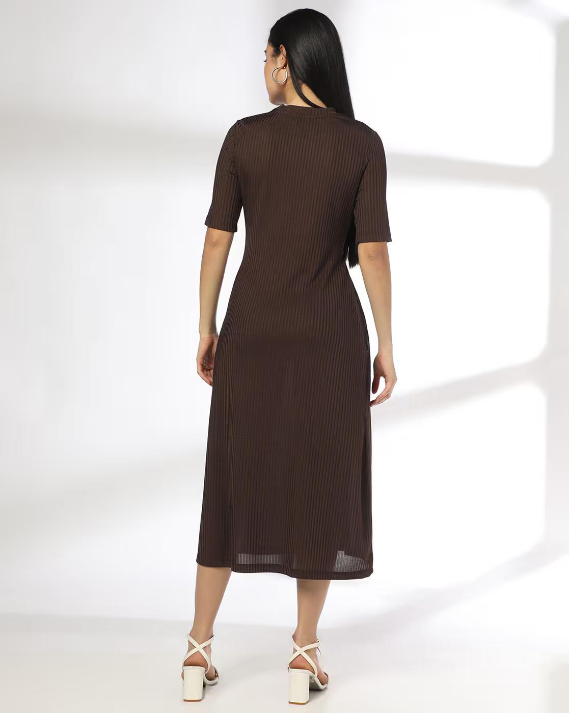 Women Rib Dress with Twist Knot Details