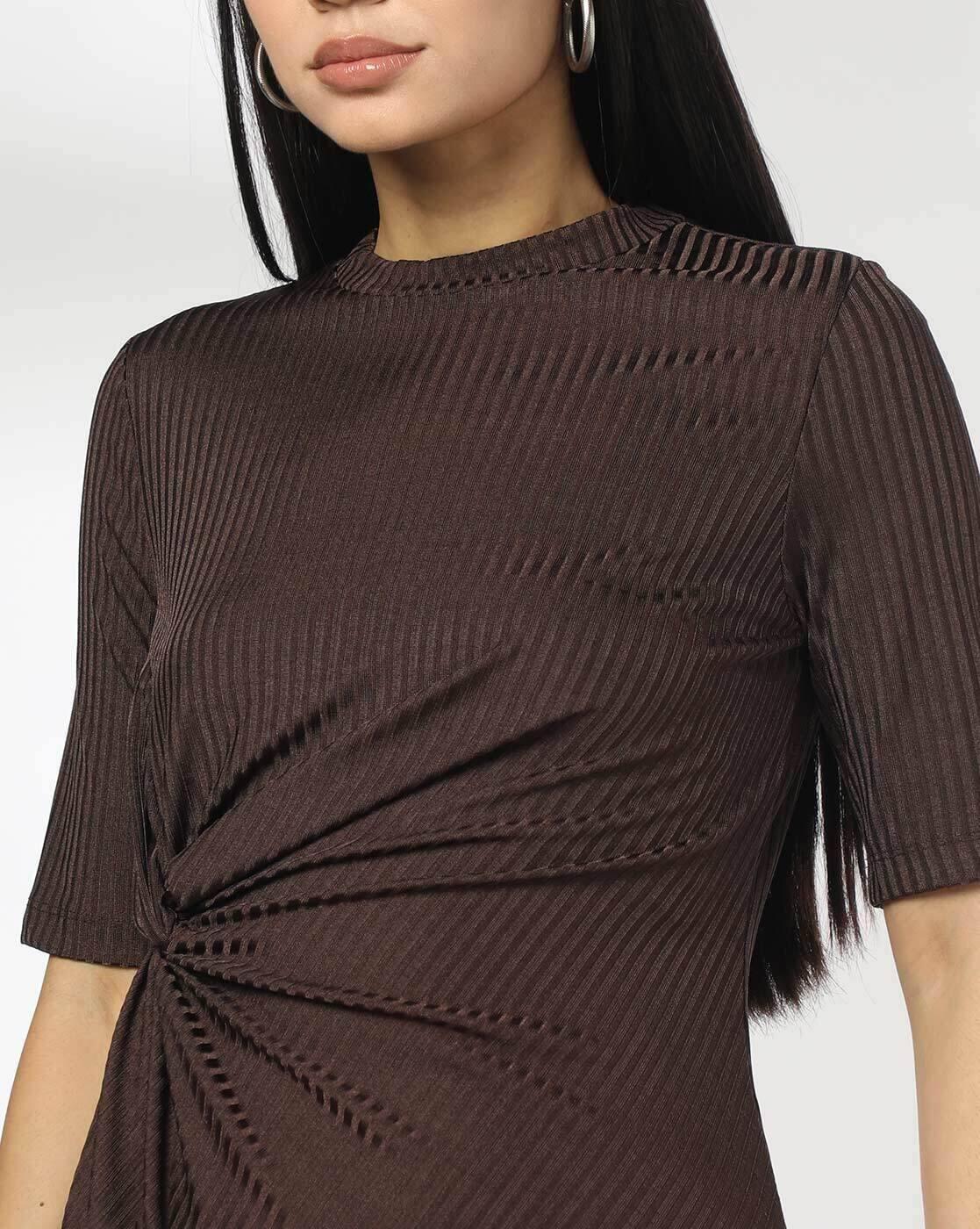 Women Rib Dress with Twist Knot Details