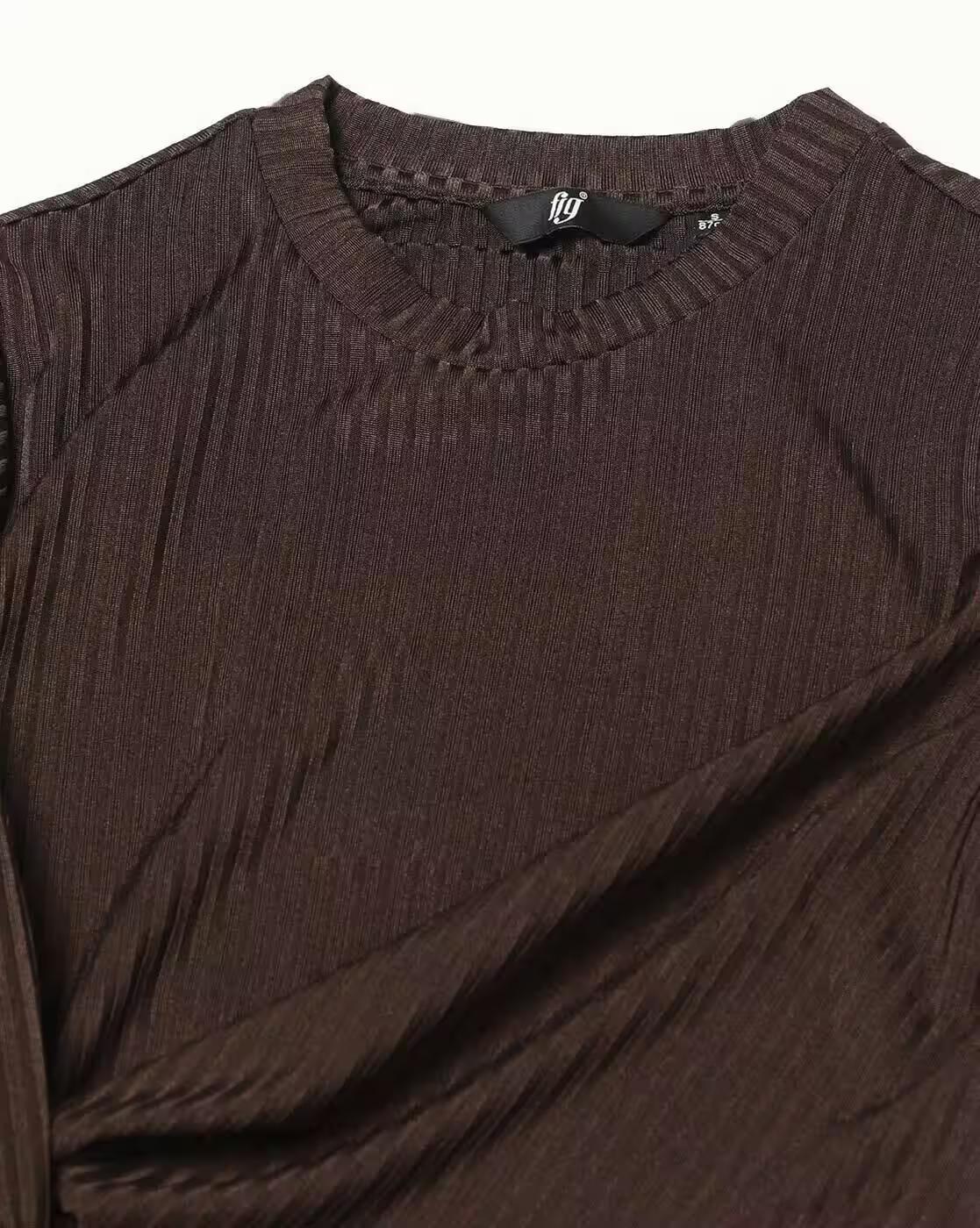 Women Rib Dress with Twist Knot Details