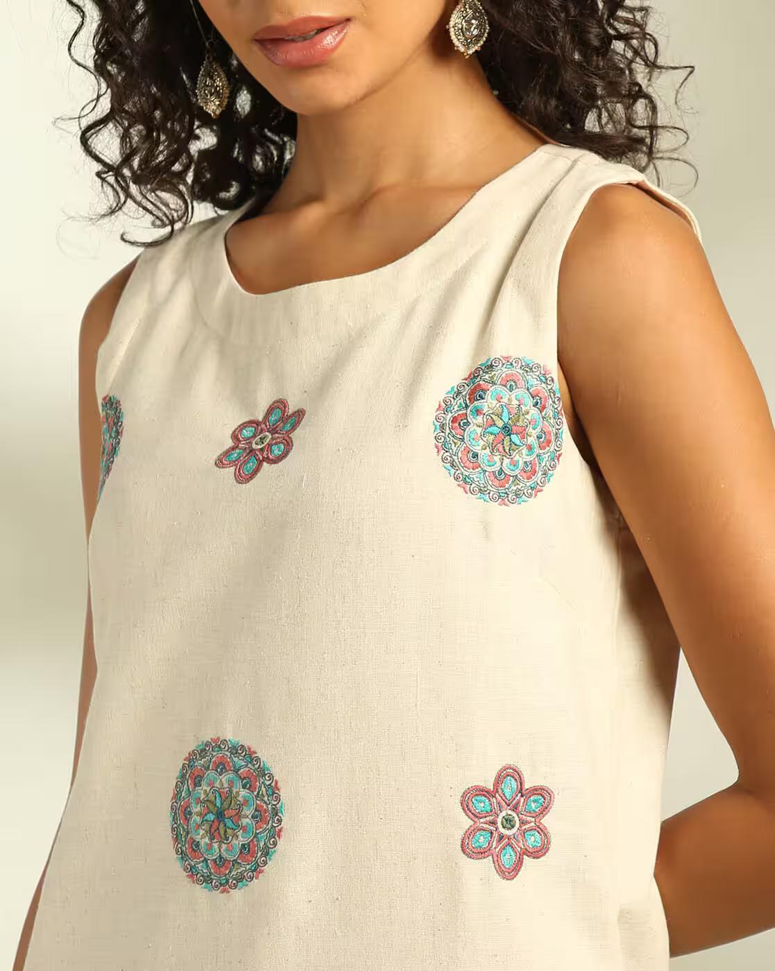 Women Embroidered Shift Dress