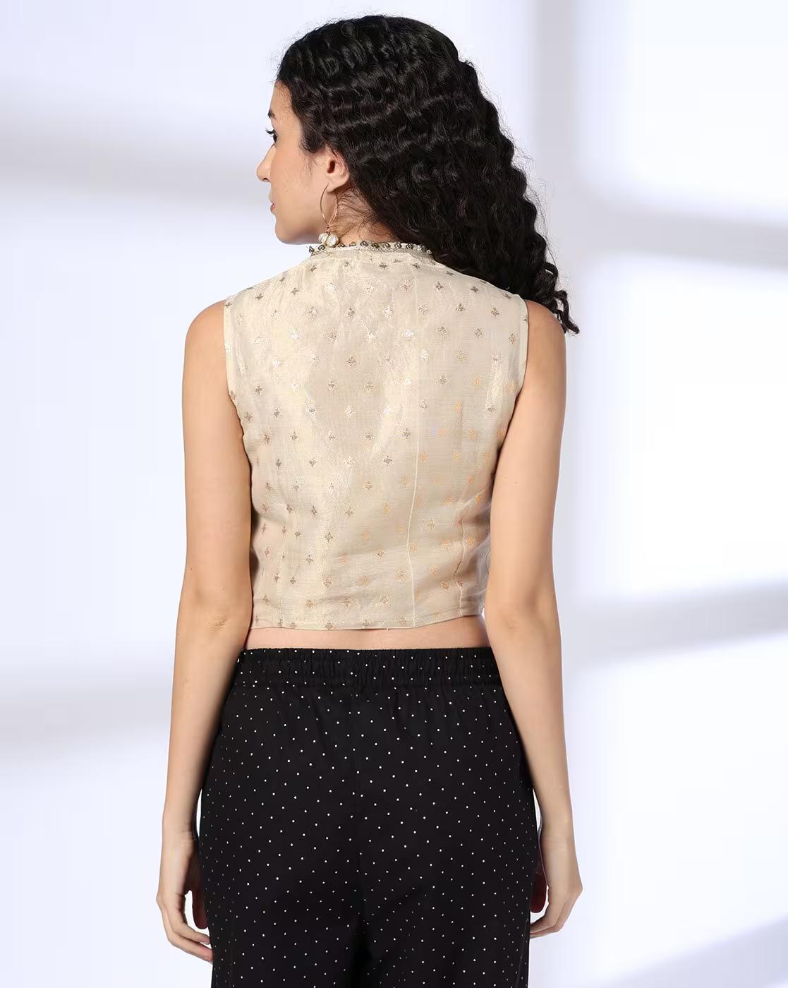 BROCADE CROP TOP, GOLD, S