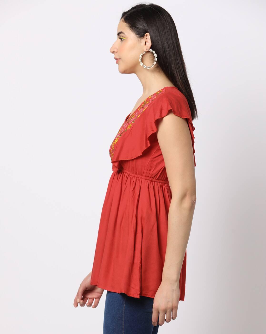 Floral Embroidered V-Neck Tunic