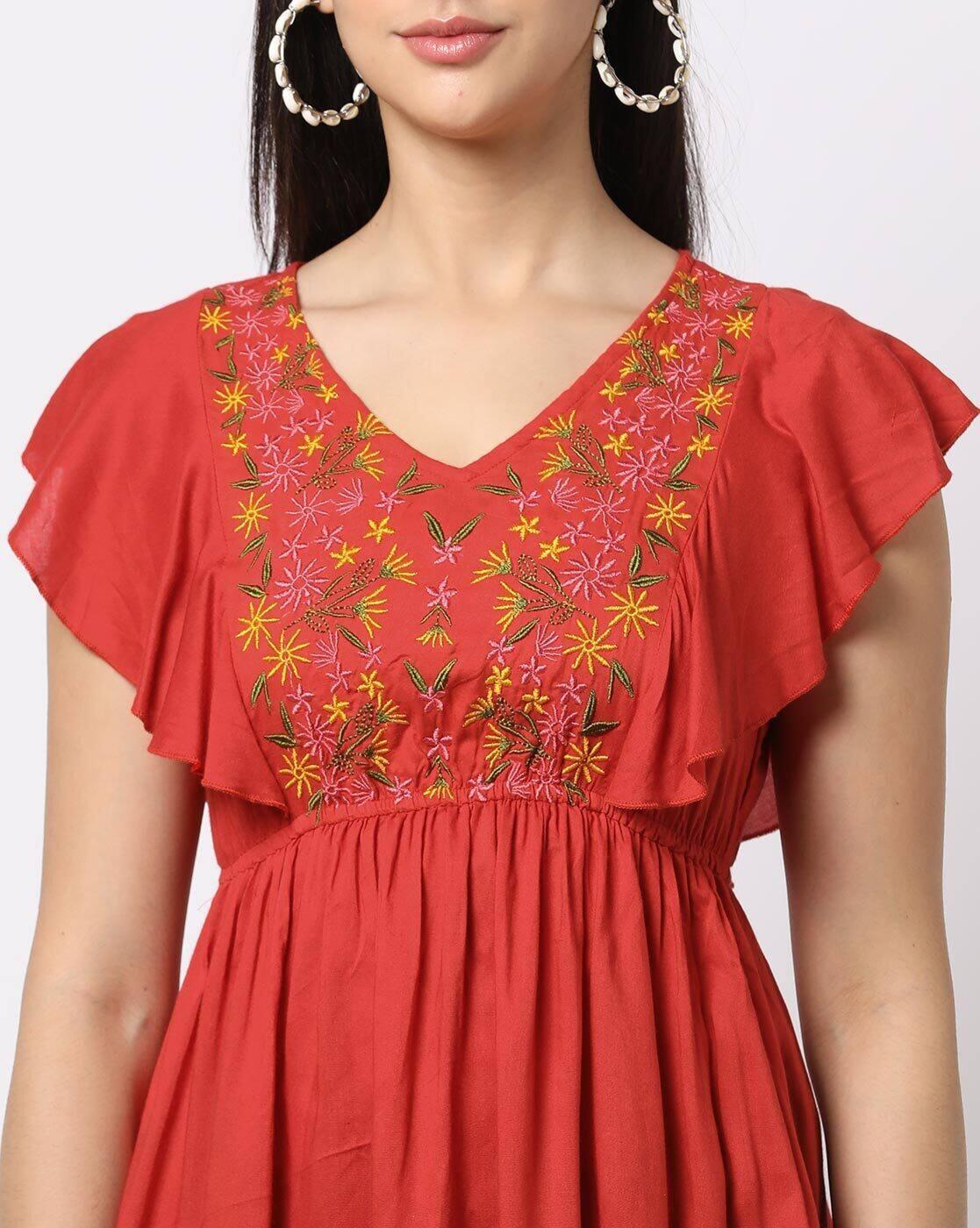 Floral Embroidered V-Neck Tunic