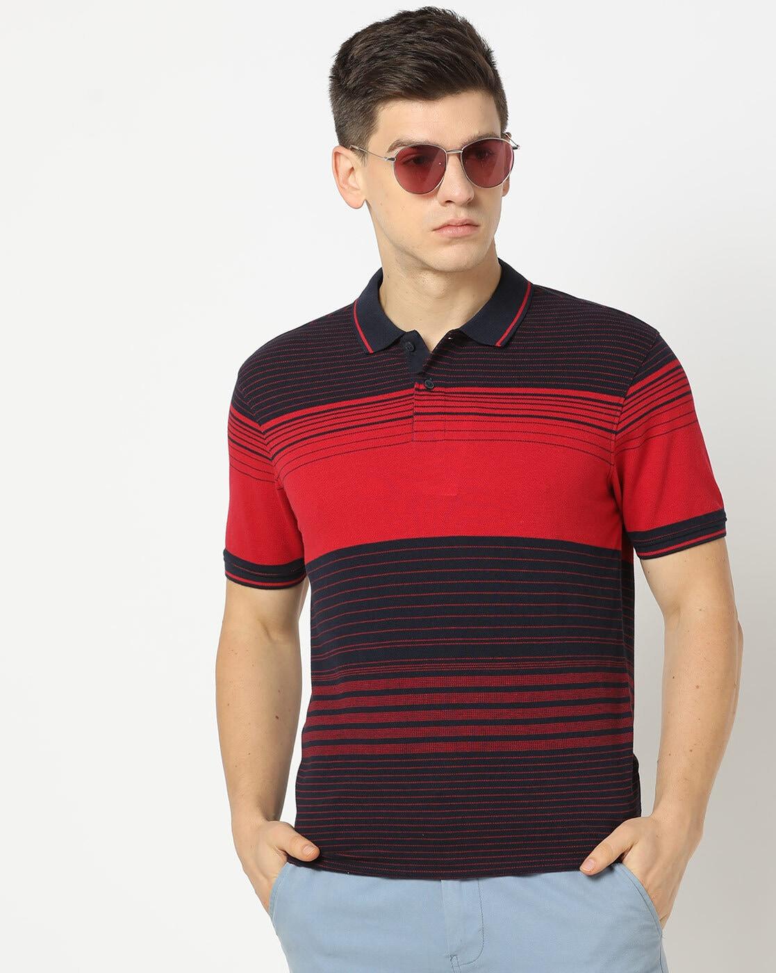 Men Striped Regular Fit Polo T-Shirt