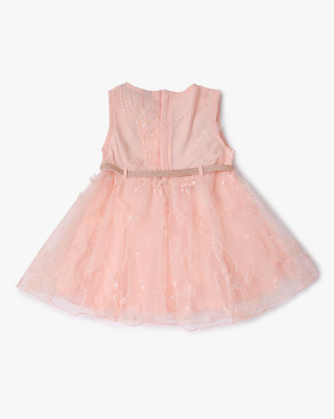 Embroidered Fit & Flare Dress with Belt