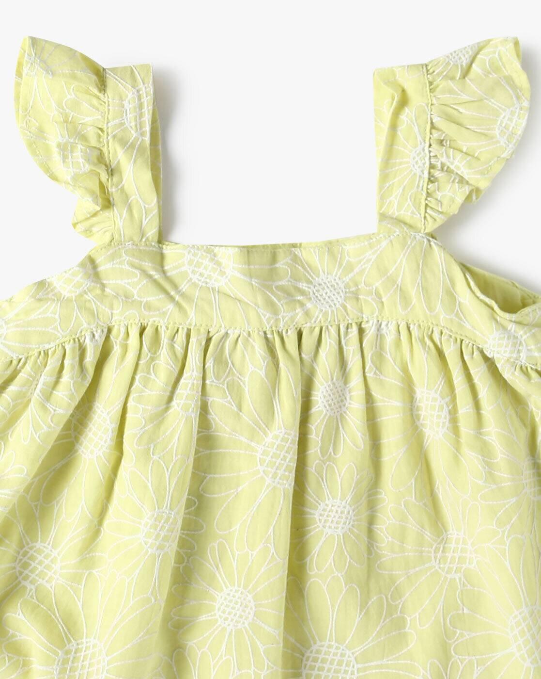 WOVEN TOP W SRAPY RUFFLE, GREEN, 12-18M