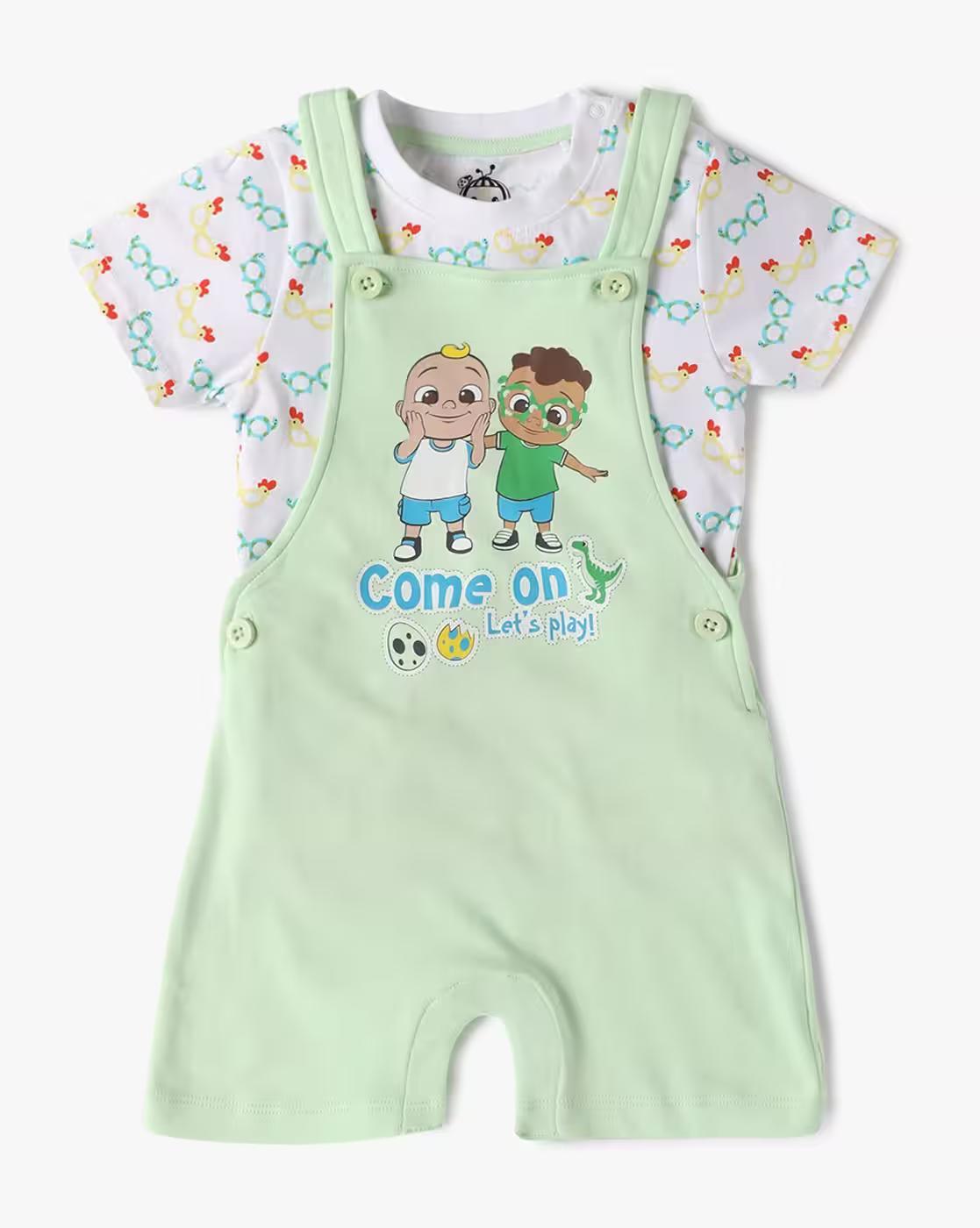 COCOMELON PRINTED DUN W T, GREEN, 12-18M