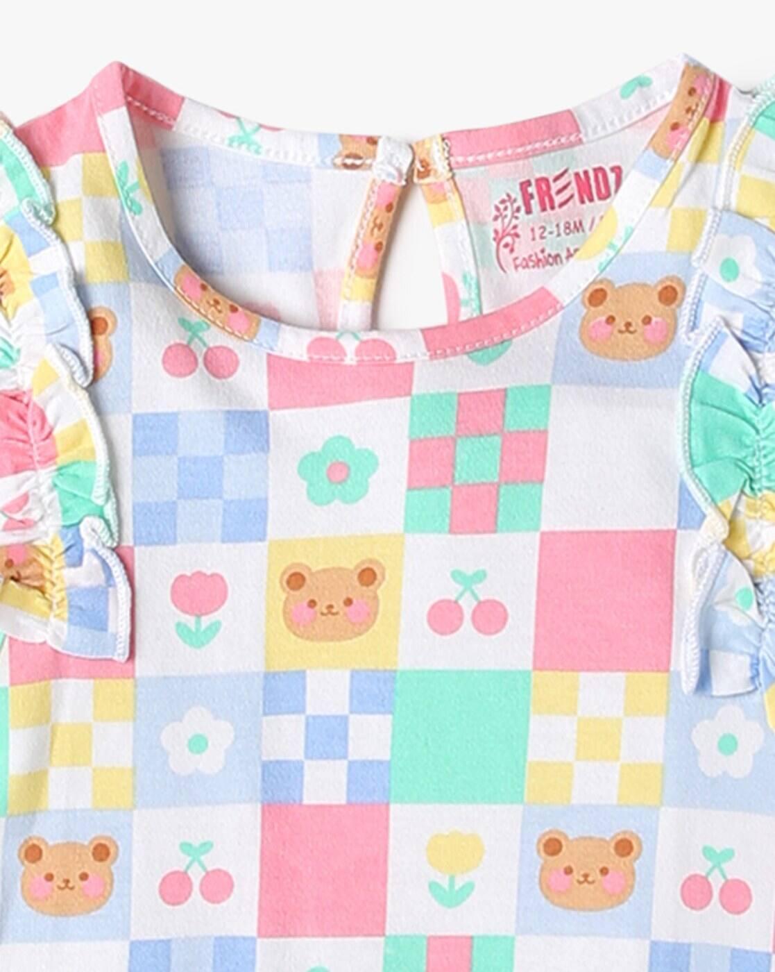 SOLID DUN W PRINTED TEE, PINK, 6-12M
