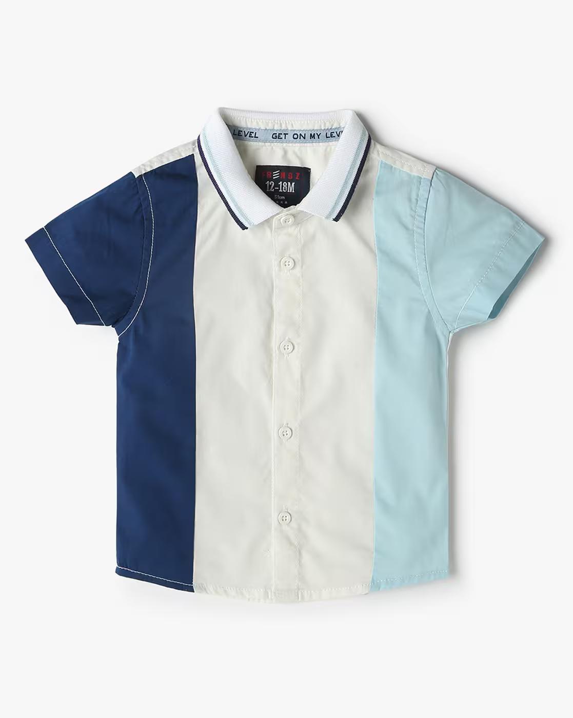 VERTICLE CUT N SEW SHIRT, WHITE, 18-24M