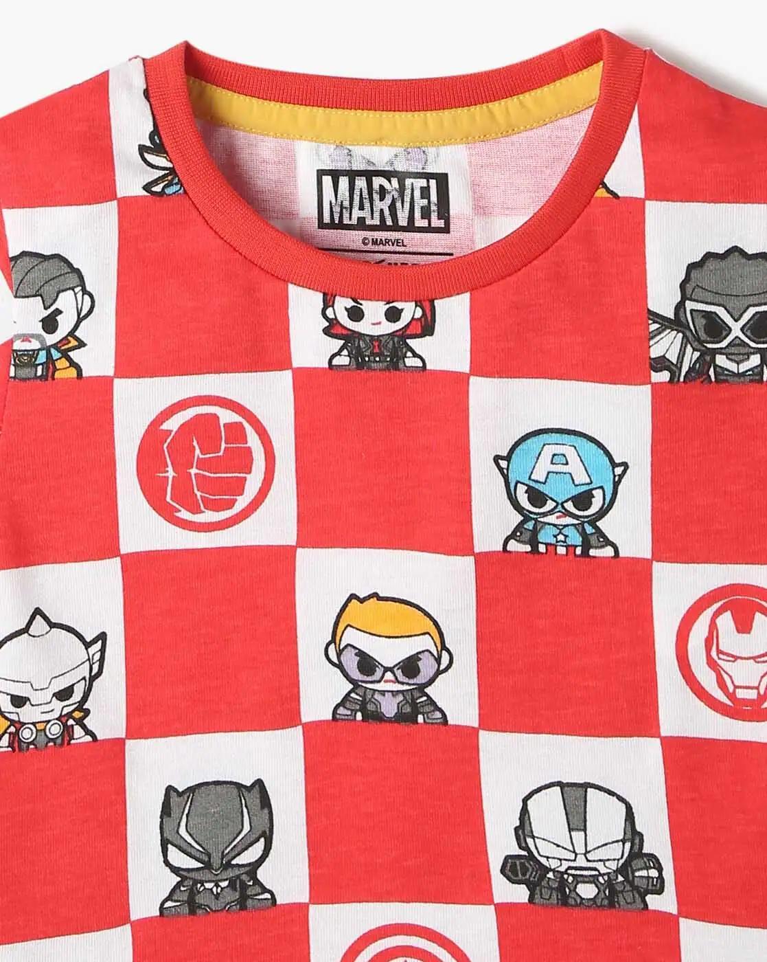 MARVEL CHECKS TEE, RED, 18-24M