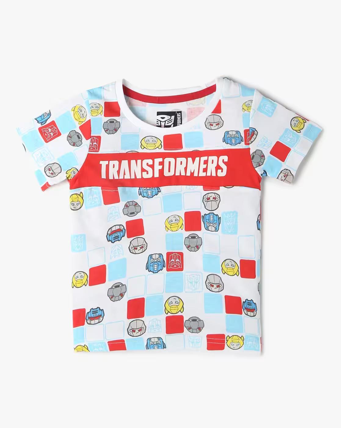 TRANSFORMERS PRINTED HS T, WHITE, 12-18M