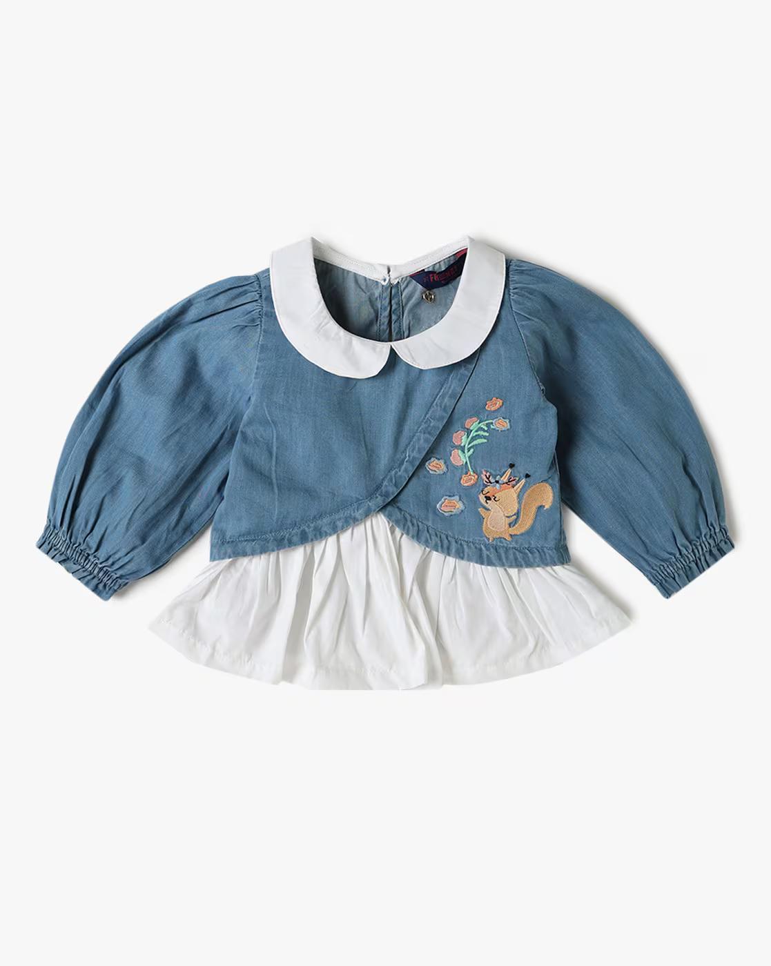DENIM STYLISED TOP, BLUE