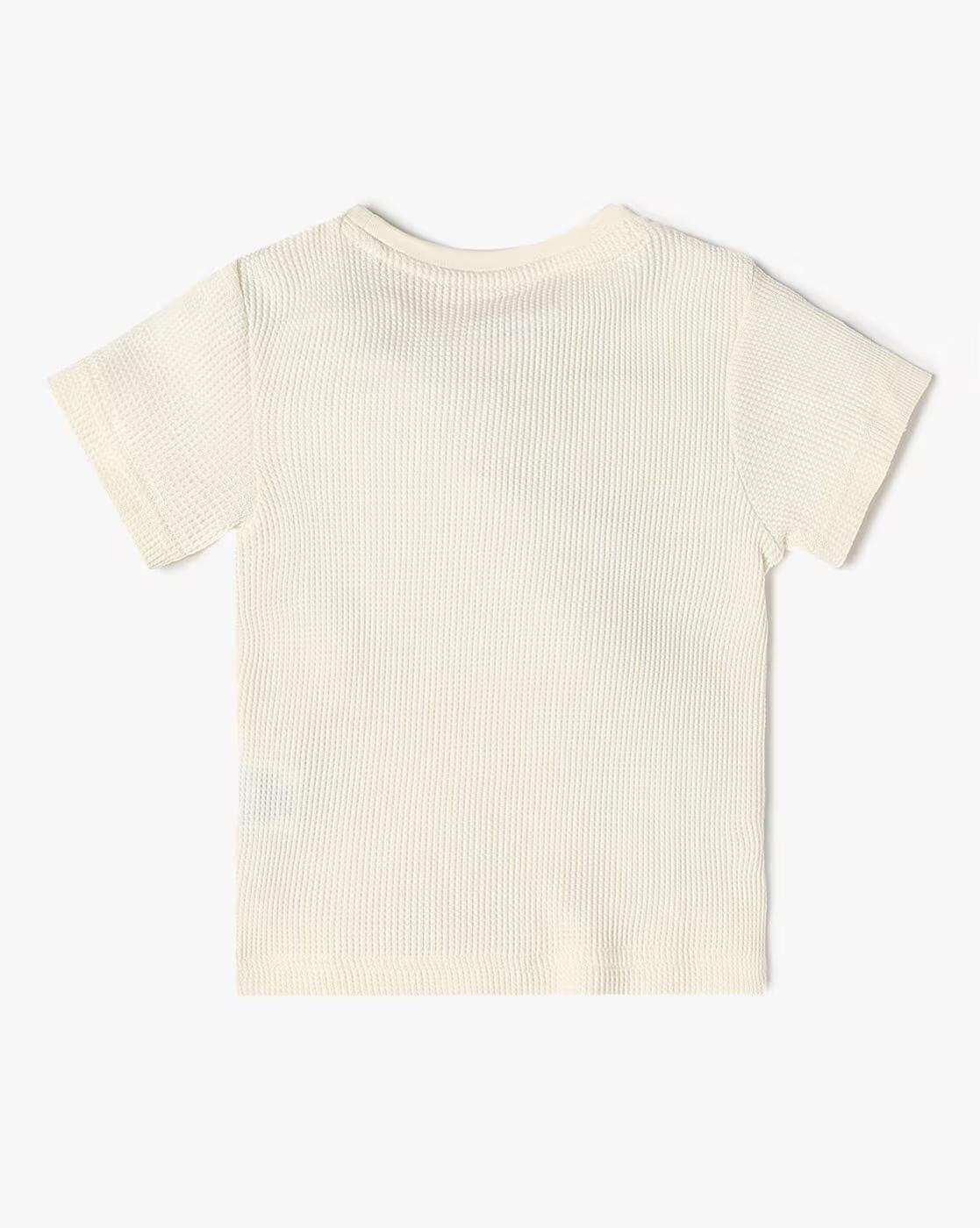TEE WITH BAG POUCH, OFF WHITE, 6-12M