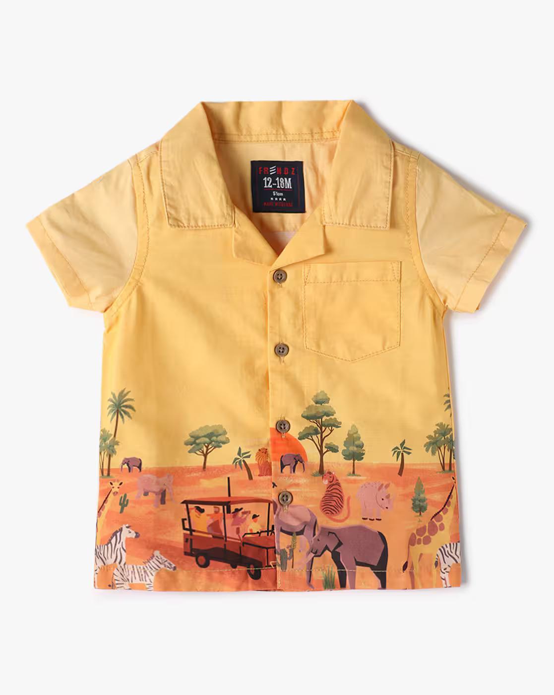 OMBREY SHIRT WITH PLACEM, YELLOW, 18-24M