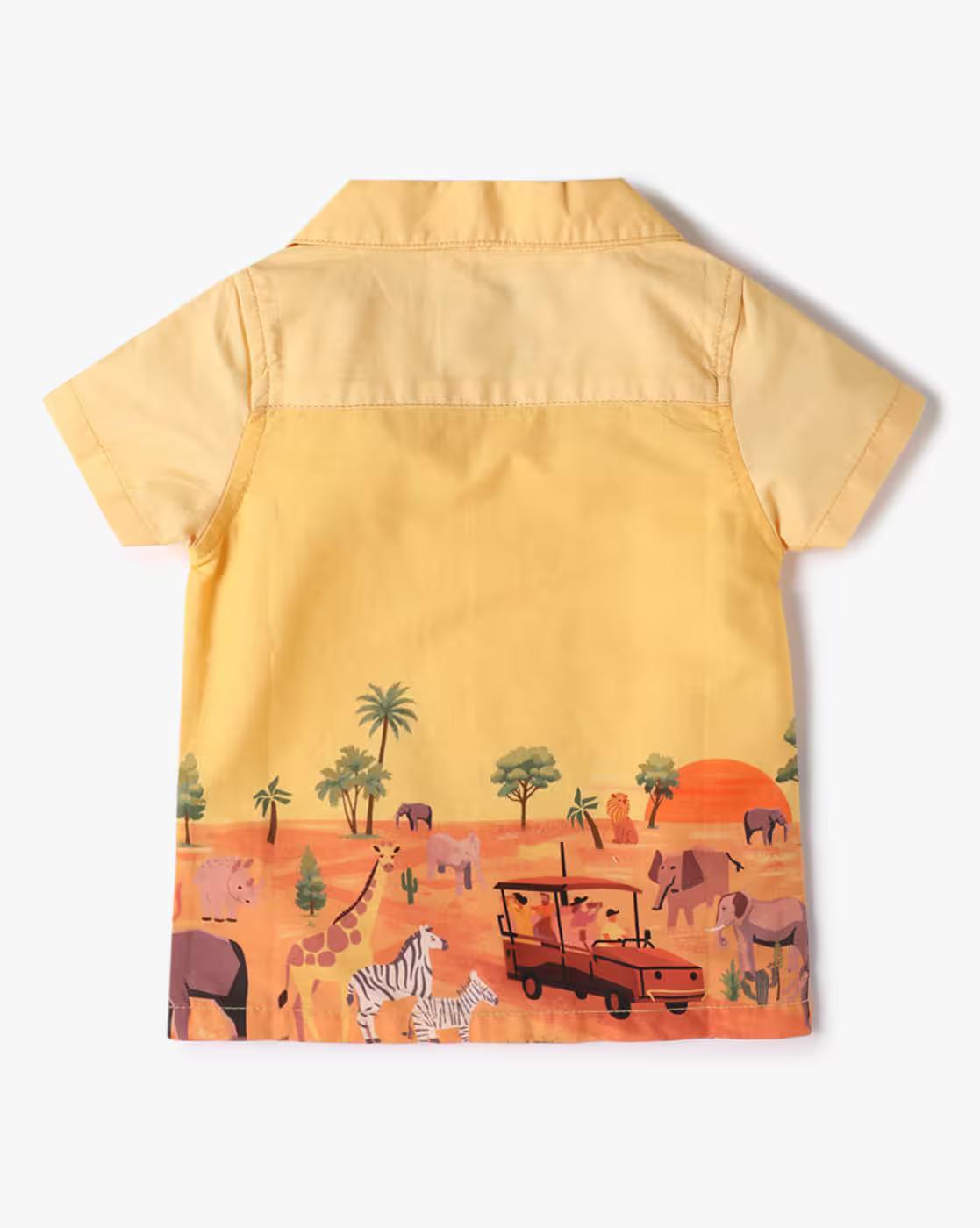 OMBREY SHIRT WITH PLACEM, YELLOW, 18-24M