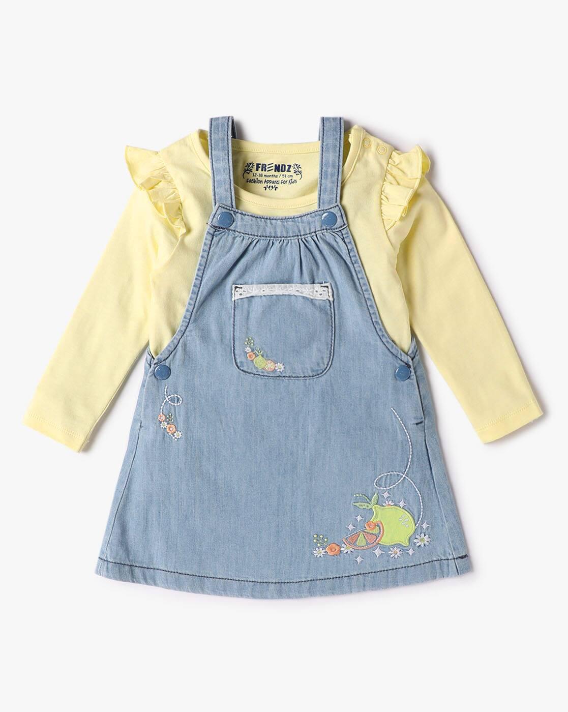 PINAFORE DUNGAREE WITH, LT. BLUE, 6-12M