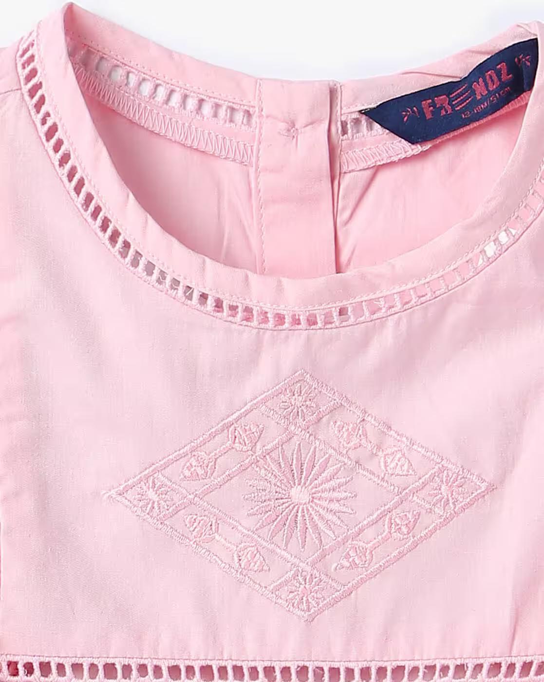 PINK SOLID LADDER LACE, LT PINK, 12-18M