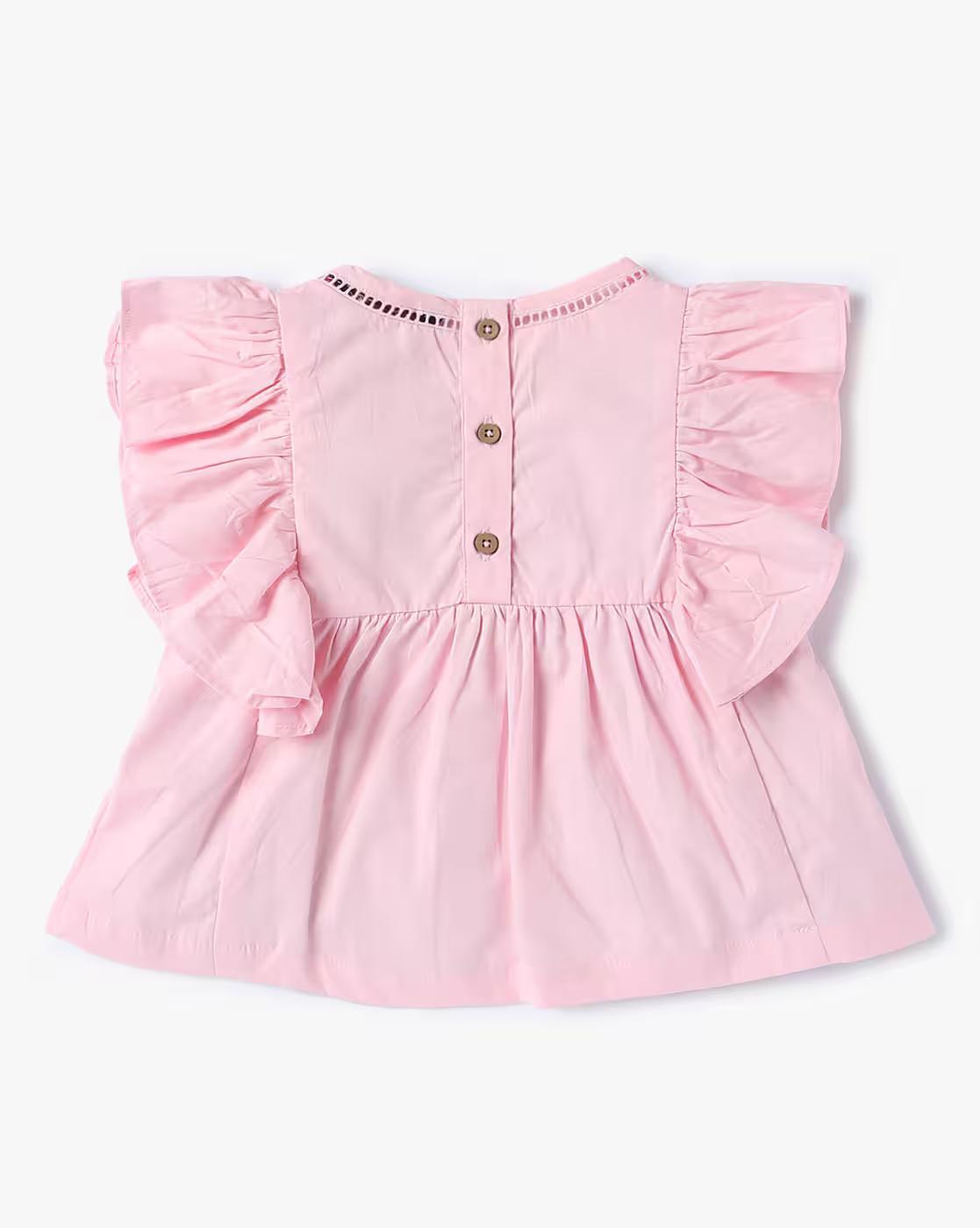 PINK SOLID LADDER LACE, LT PINK, 12-18M
