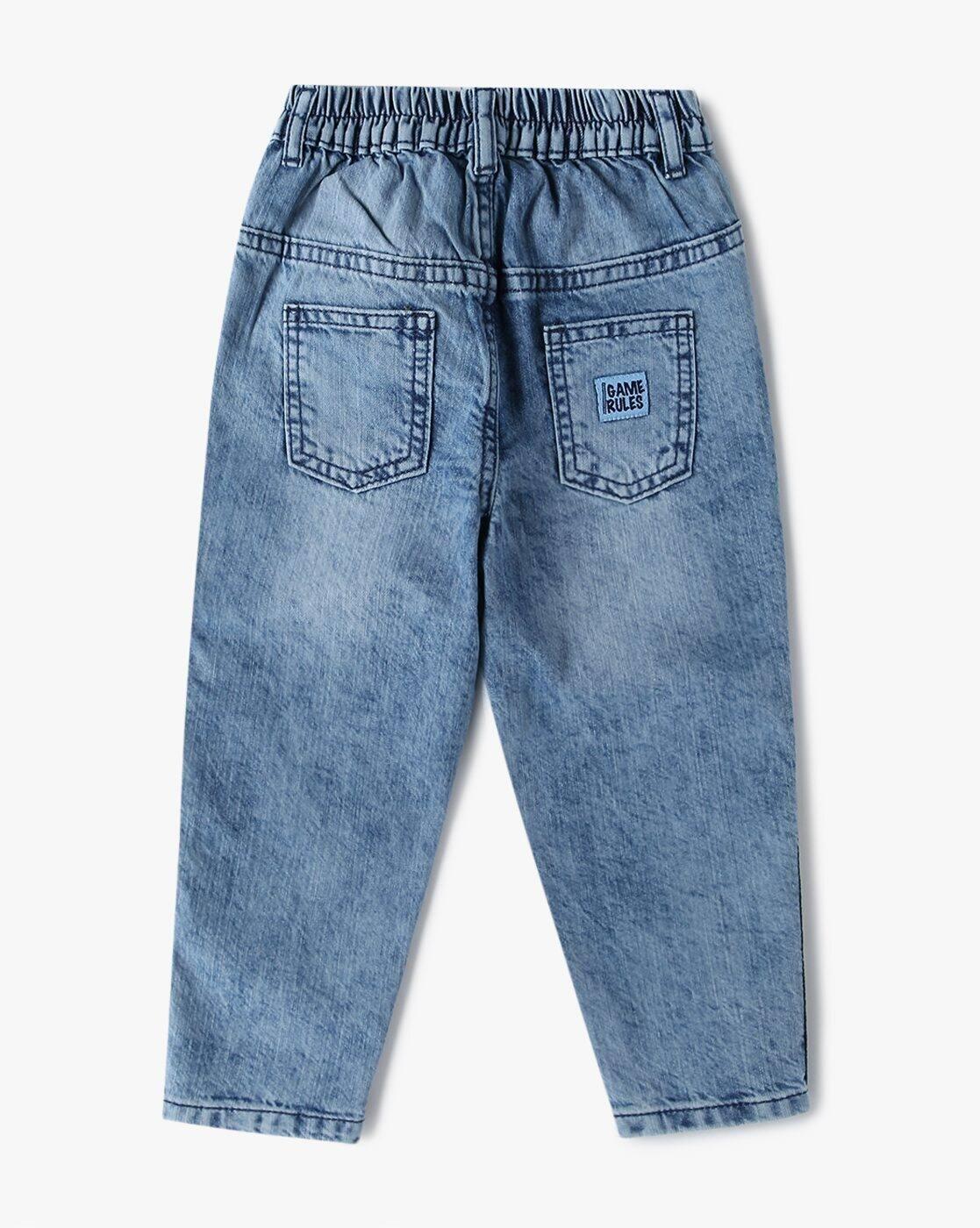 JEANS WITH SIDE TAPE DETAIL, BLUE, 6-12M
