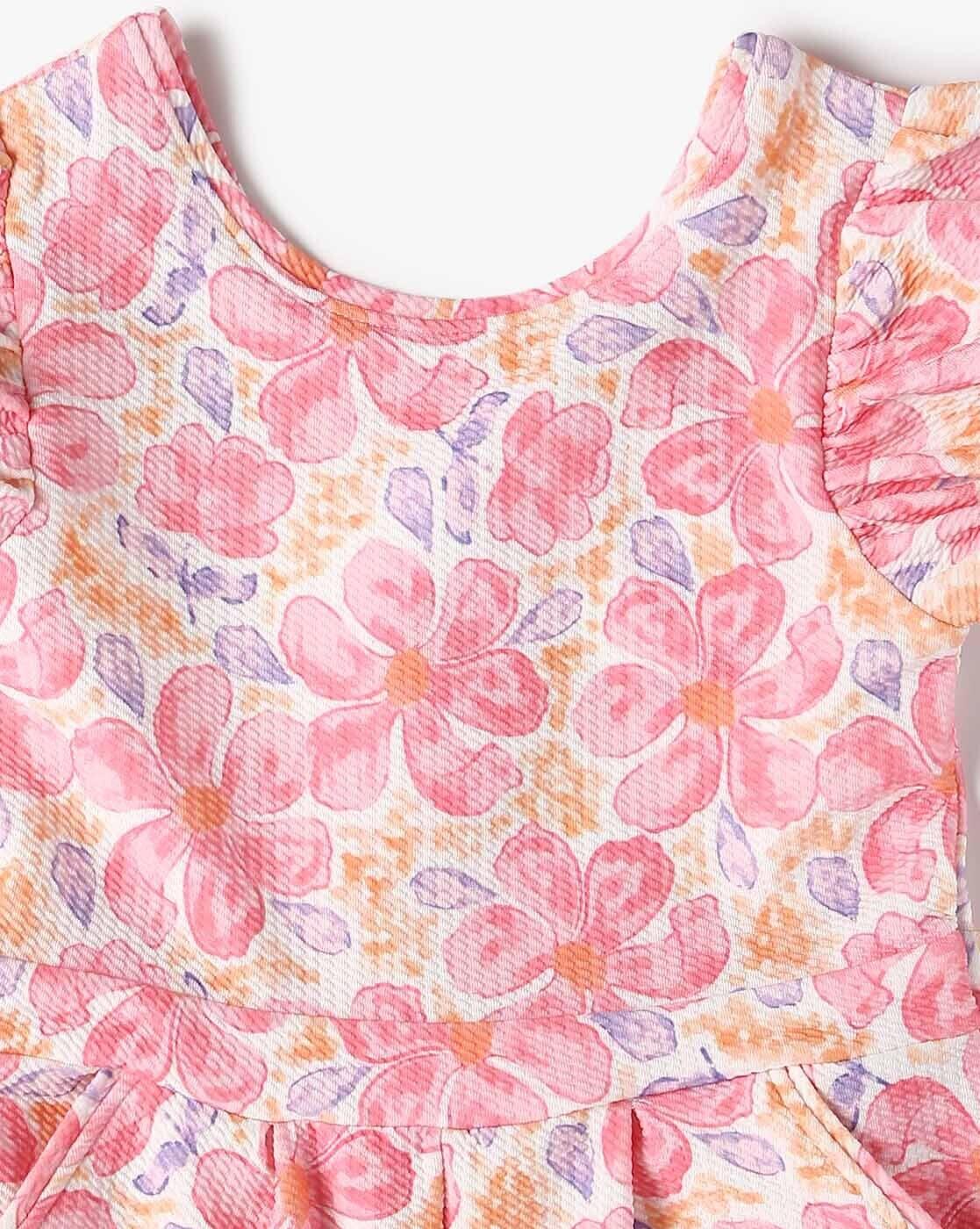 FLORAL CUTE DUNGAREE, PINK, 6-12M