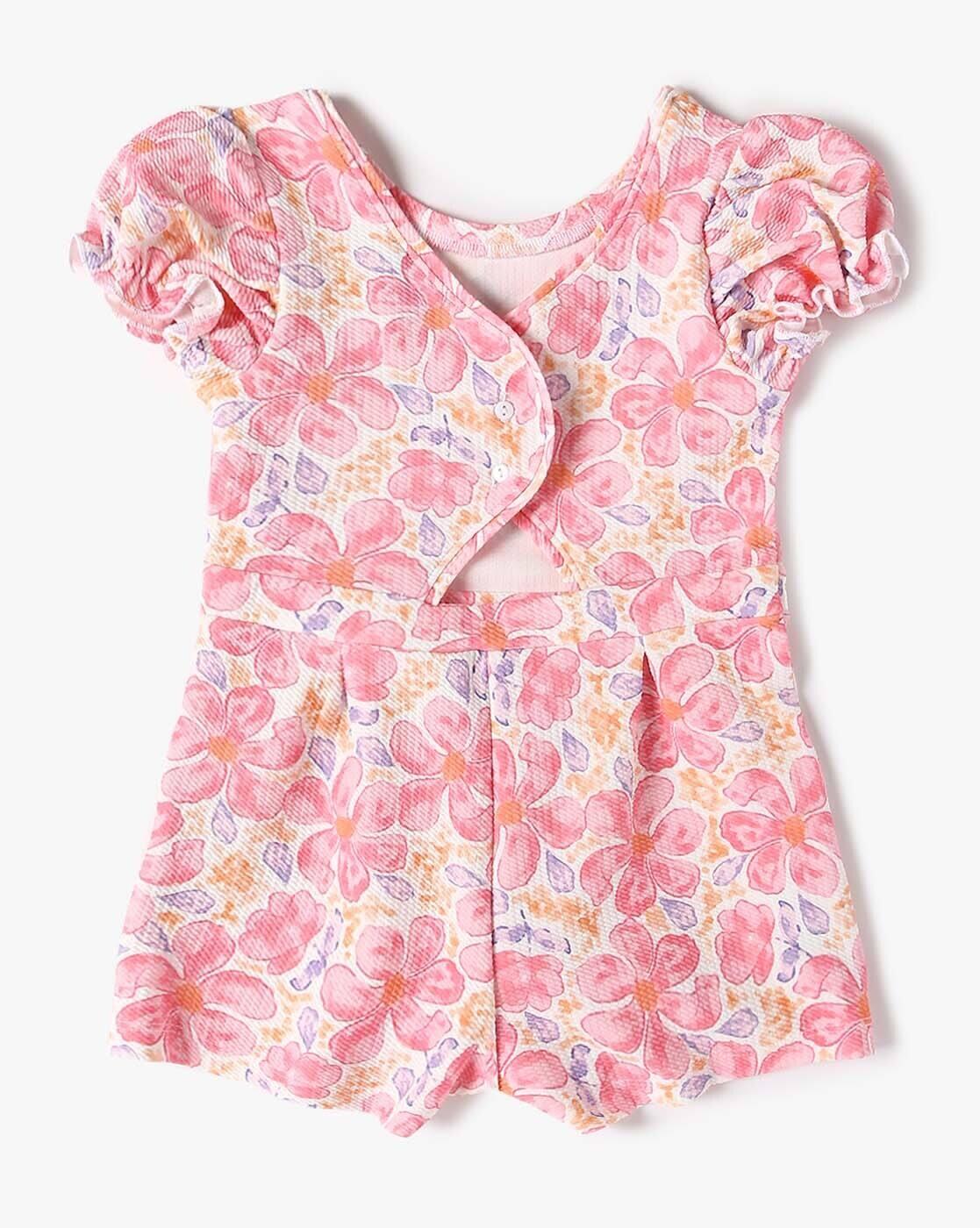 FLORAL CUTE DUNGAREE, PINK, 6-12M