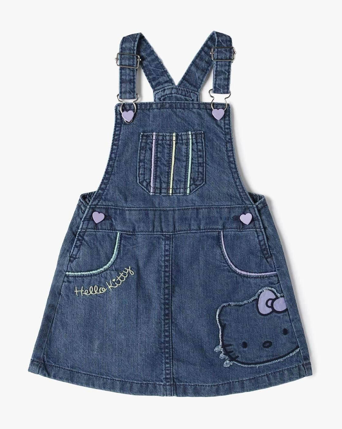 HELLO KITTY DENIM DUNGAREE, BLUE, 18-24M