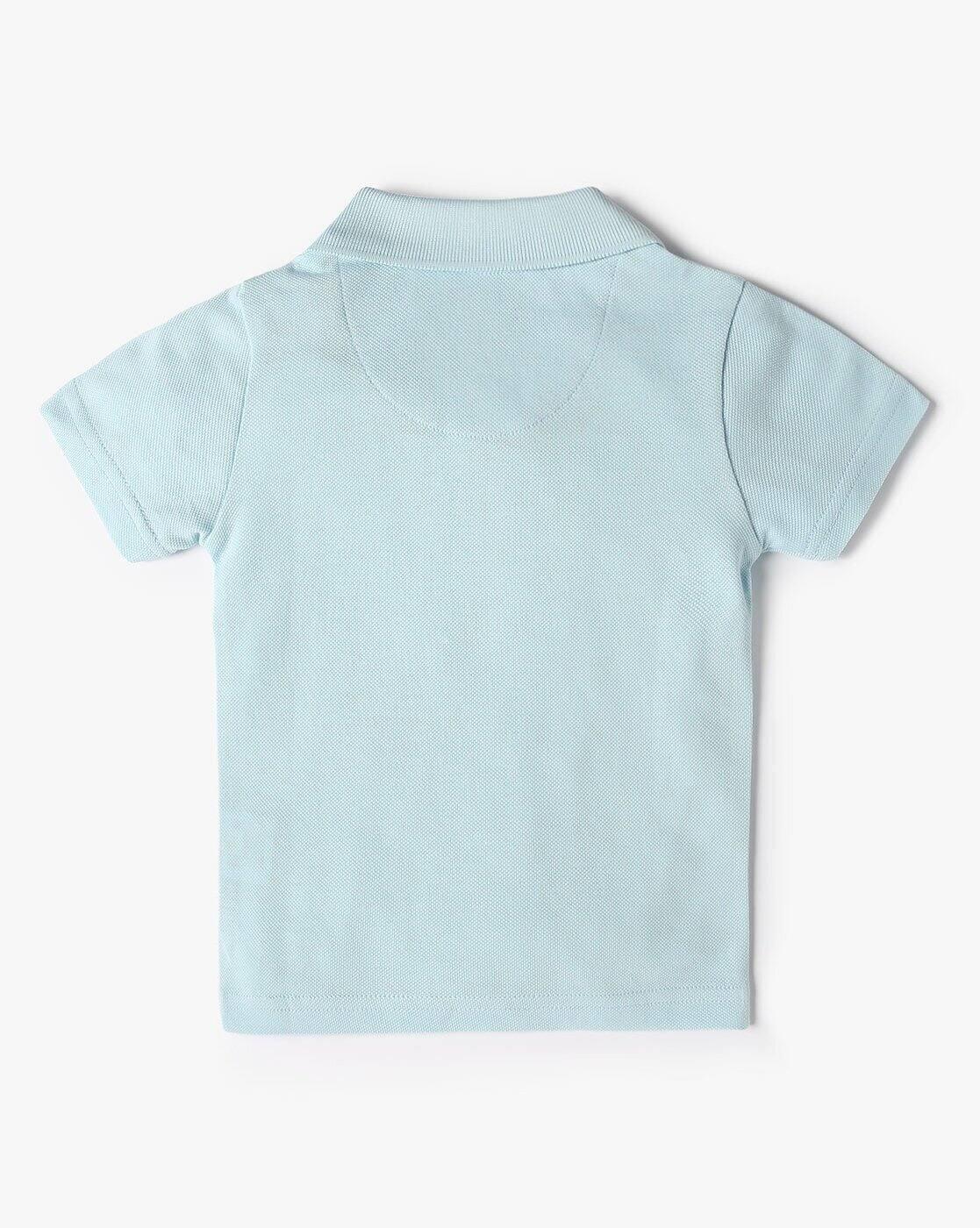 DONALD W BADGE POLO TEE, SKY BLUE, 6-12M