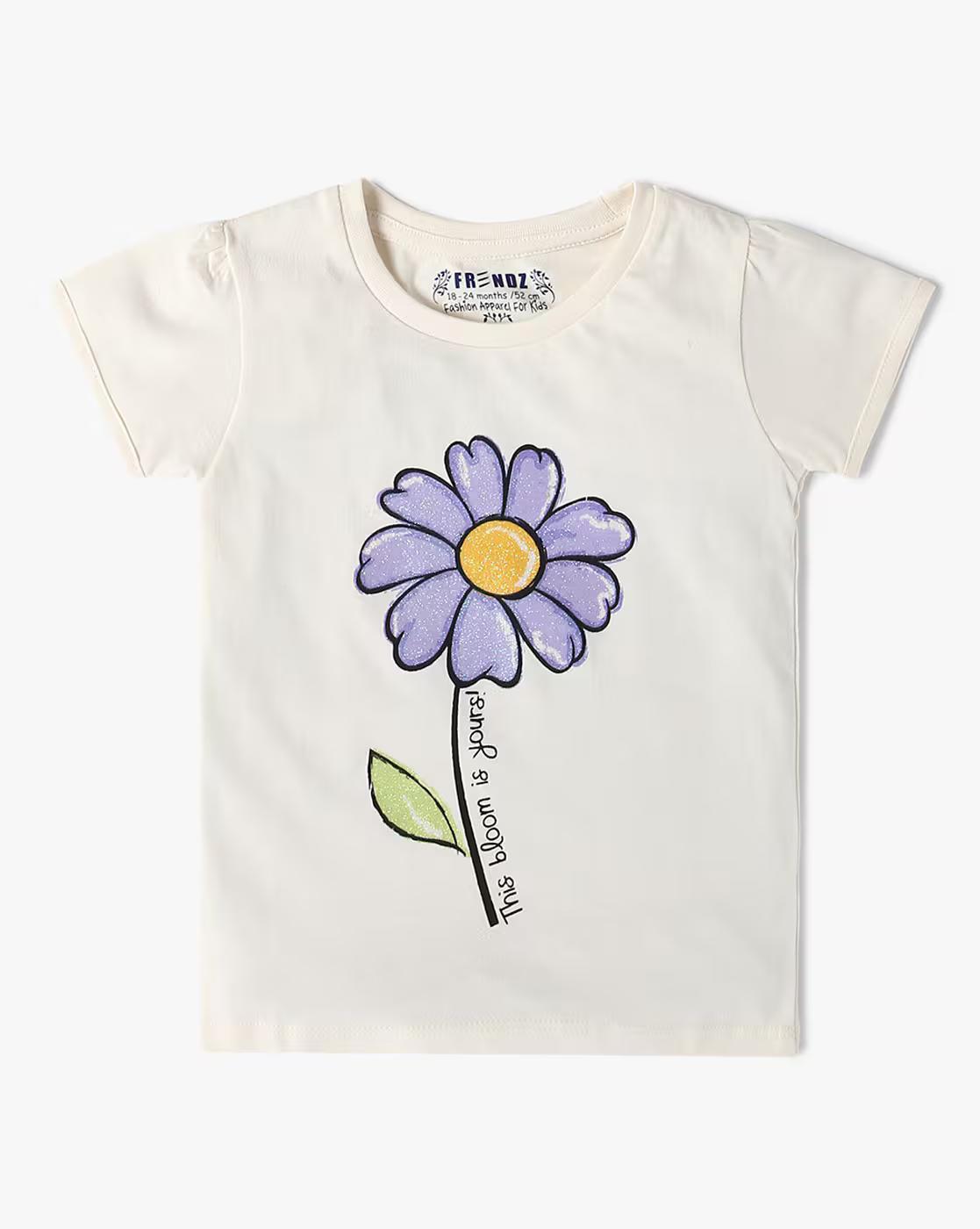 CRAYON FLOWER TSHIRT, WHITE, 12-18M