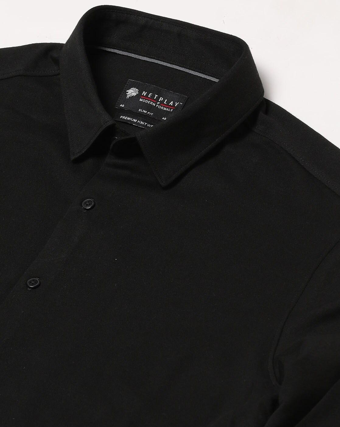 Men Slim Fit Knitted Shirt