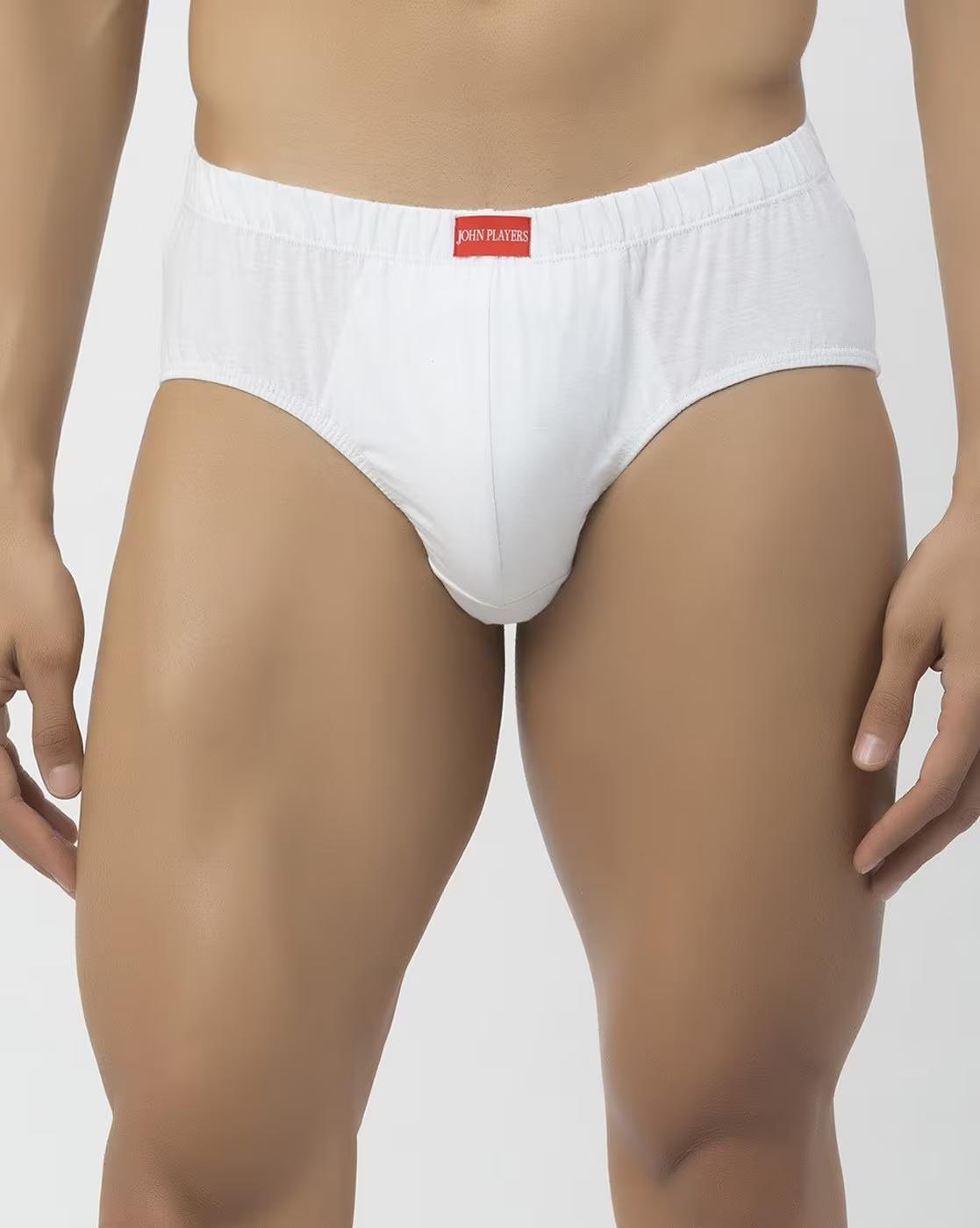 Men's Inner Elastic Brief Cont, WHITE, L
