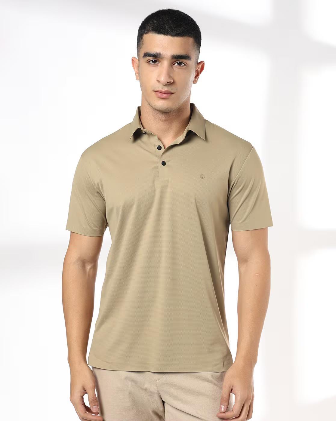 Men Slim Fit Stretched Polo T-Shirt