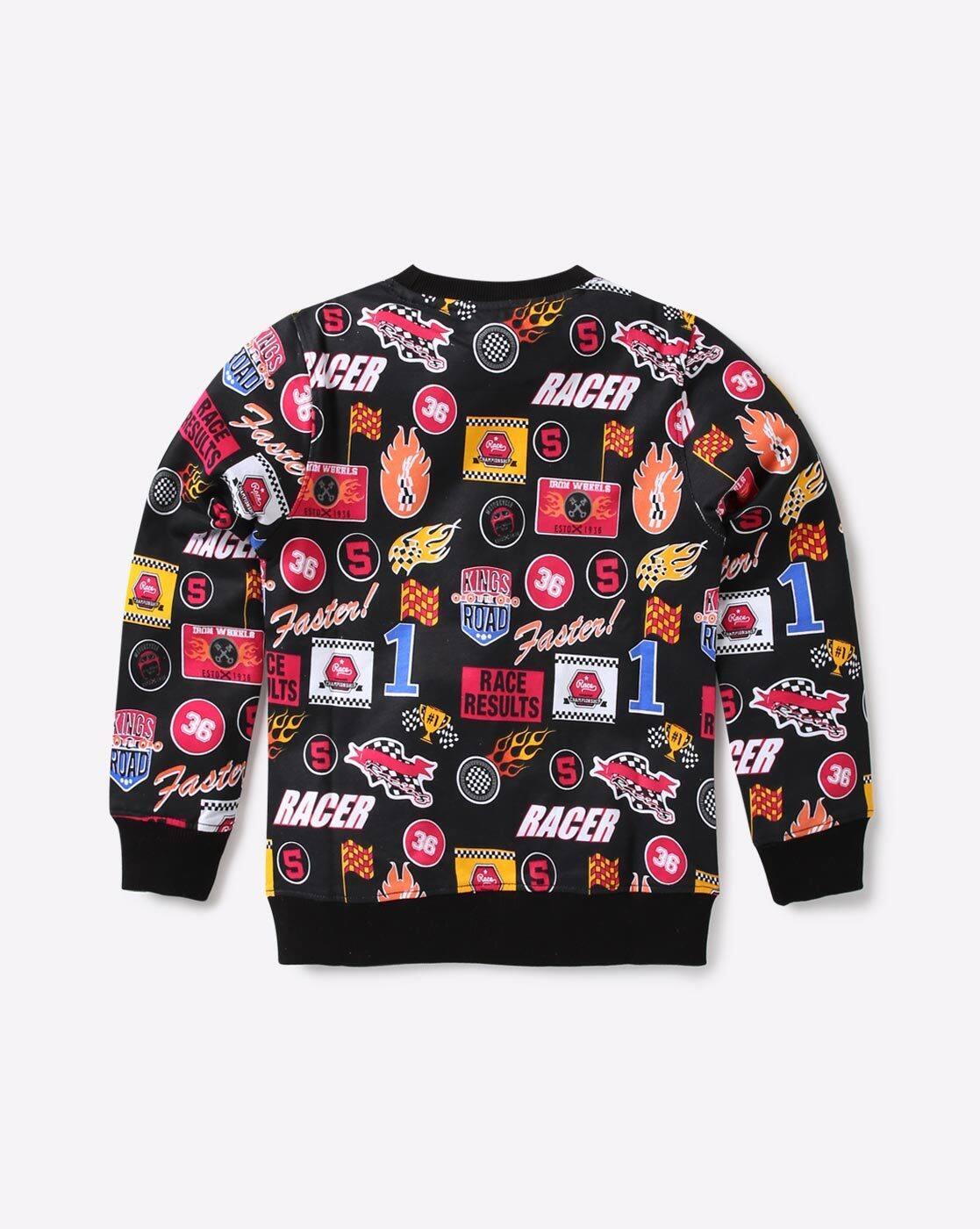 AOP PRINT SWEATSHIRT, BLACK, 5-6Y