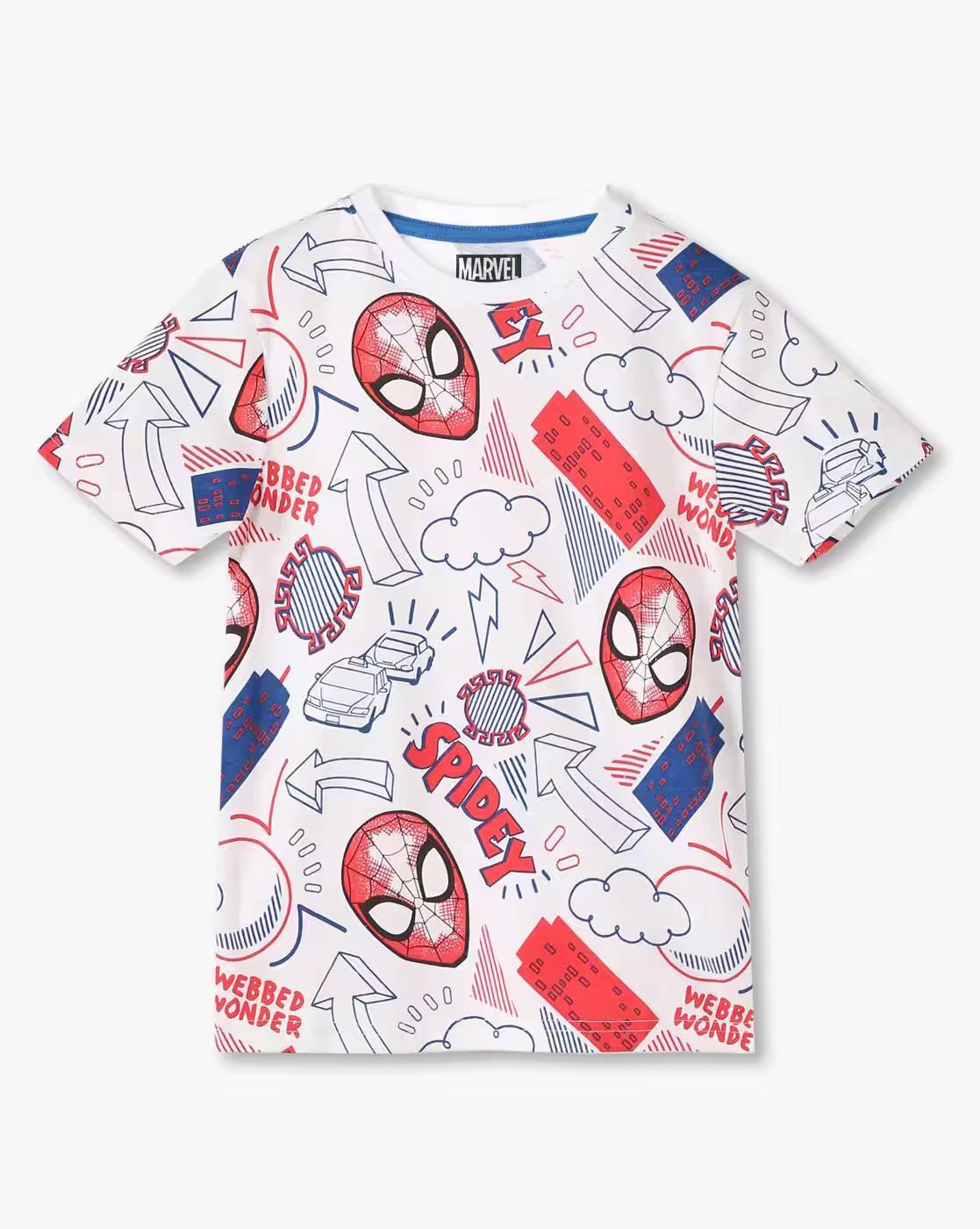 HS TShirt with Spidey all o, WHITE, 3-4Y