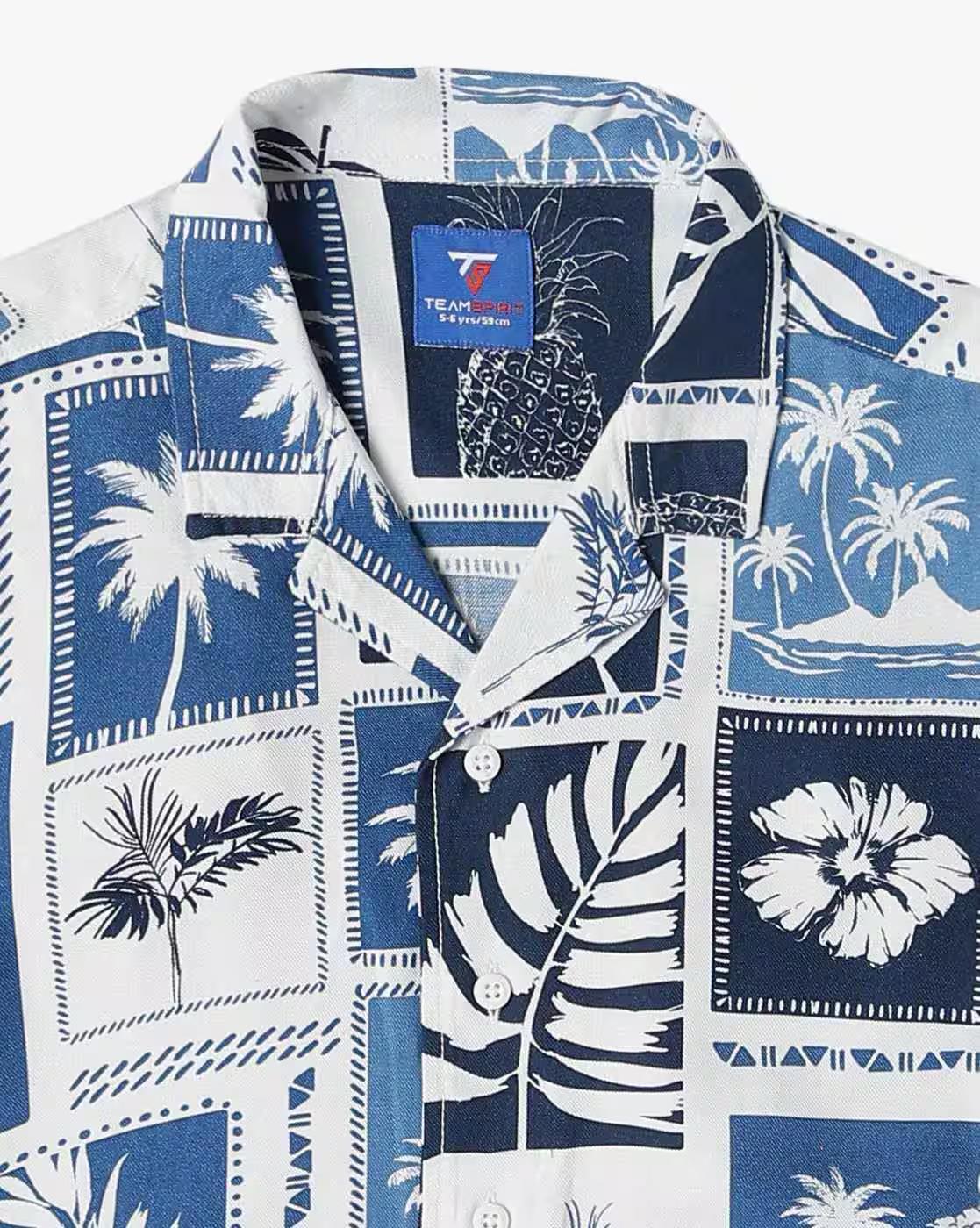 RESORT COLLAR AOP SHIRT, WHITE, 3-4Y